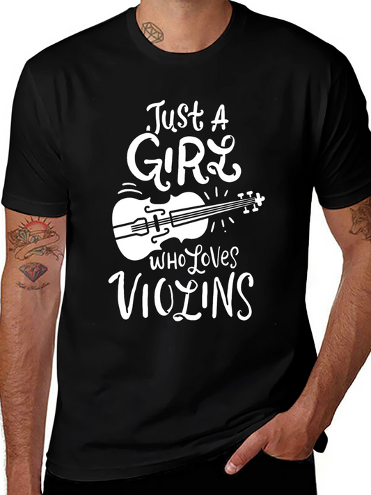 Just A Girl Who Loves Violins Black T-Shirt