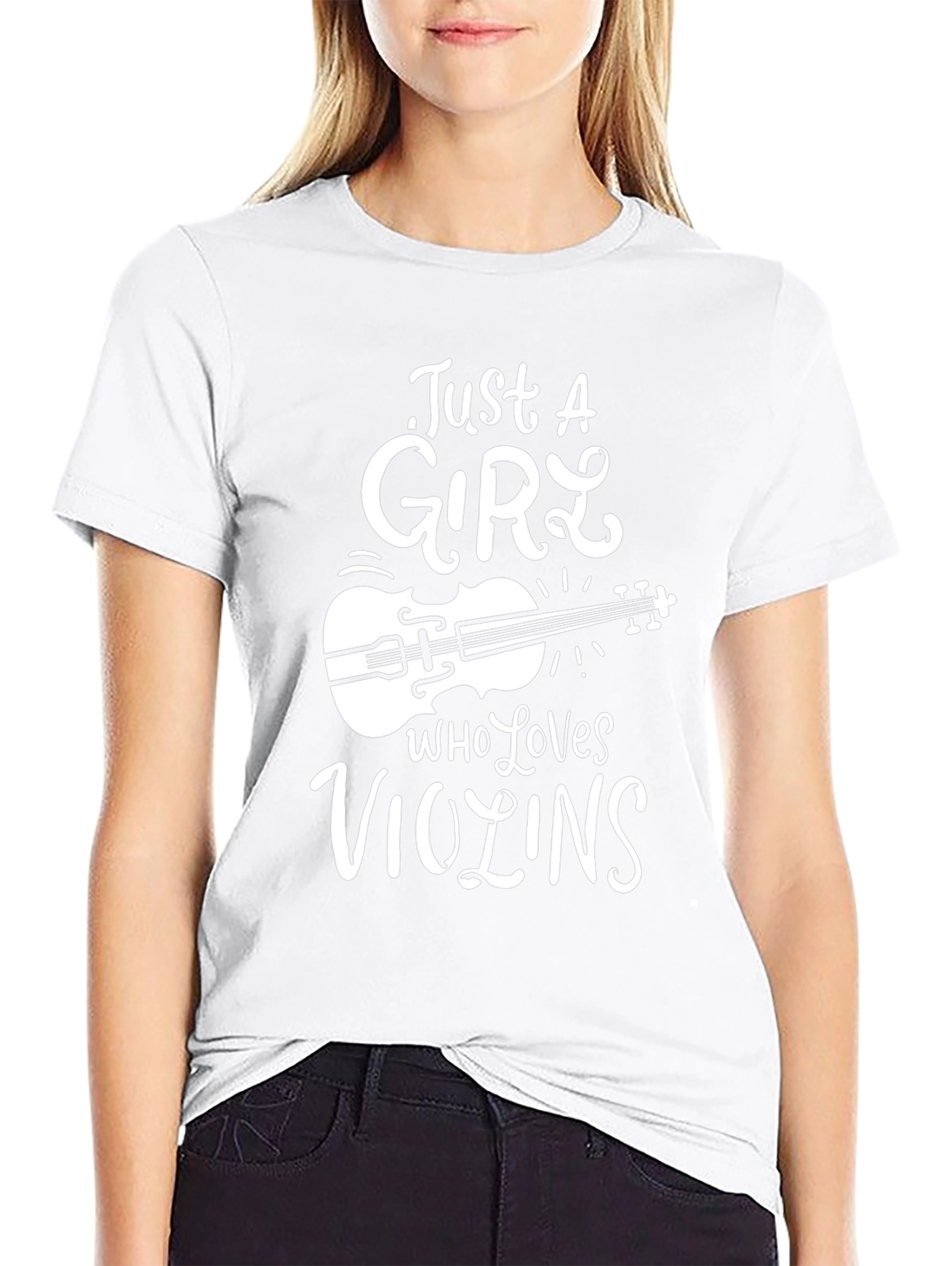 Just A Girl Who Loves Violins Black T-Shirt
