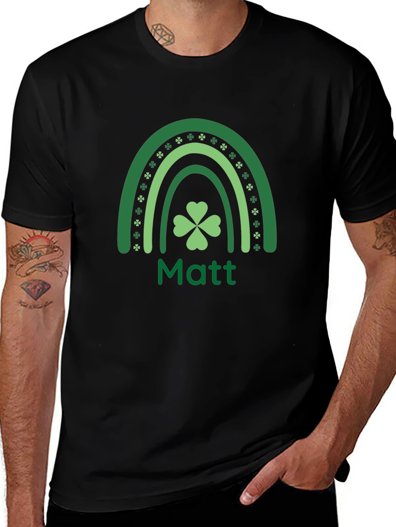 St. Patricks Day Matt Shamrock Rainbow T-Shirt