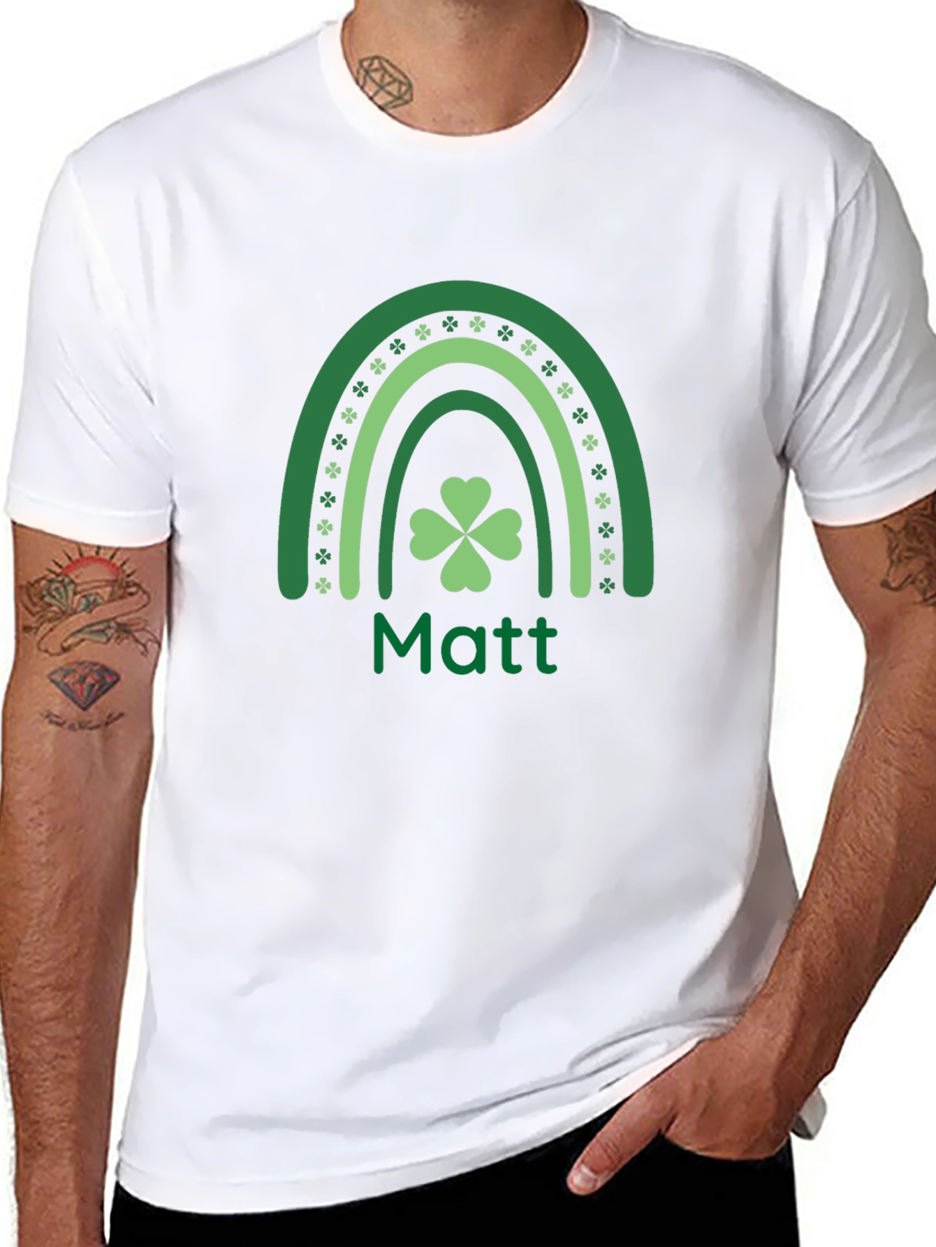 St. Patricks Day Matt Shamrock Rainbow T-Shirt