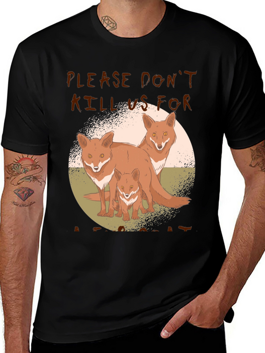 Fox Family Graphic Print Tee - Animal Lover Shirt