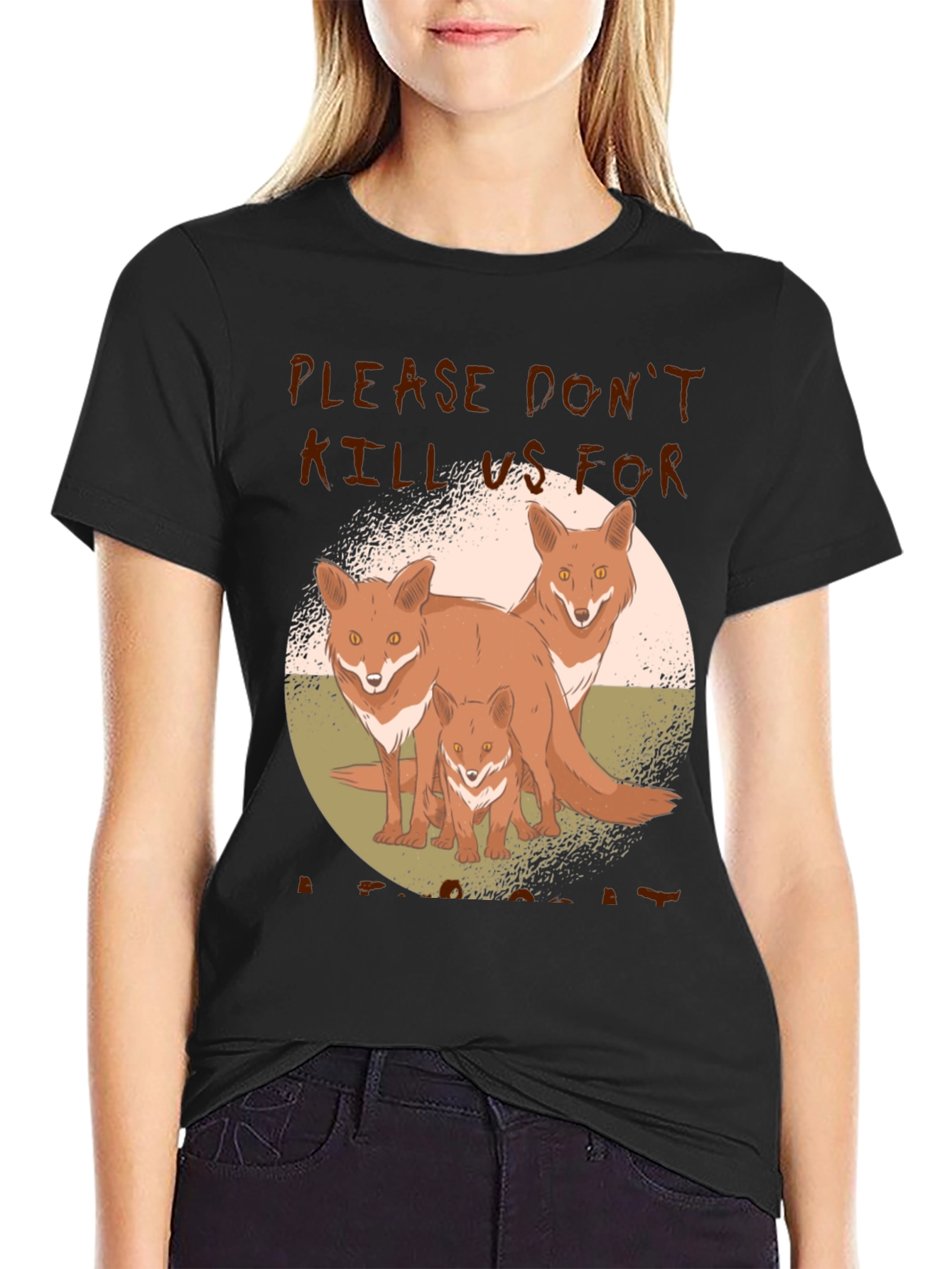 Fox Family Graphic Print Tee - Animal Lover Shirt