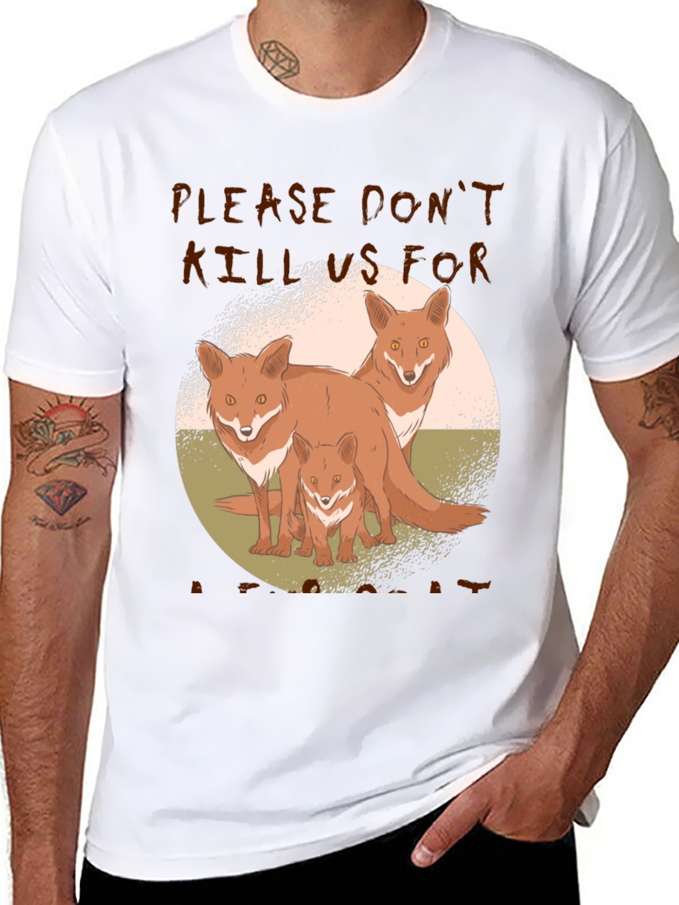 Fox Family Graphic Print Tee - Animal Lover Shirt