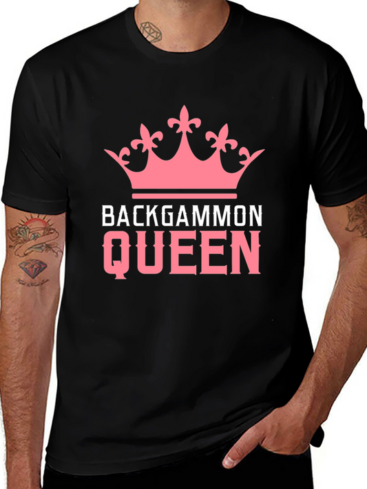 Backgammon Queen T-Shirt - Pink Crown Design