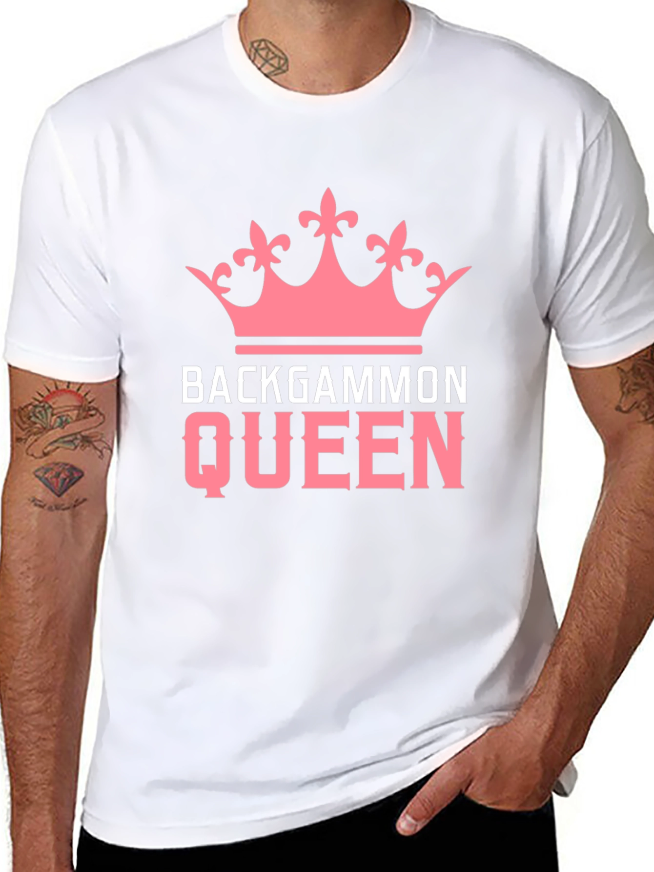 Backgammon Queen T-Shirt - Pink Crown Design