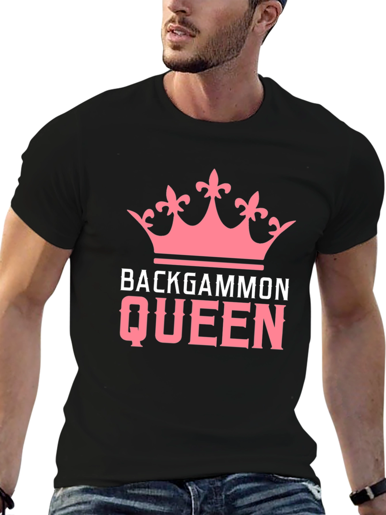 Backgammon Queen T-Shirt - Pink Crown Design