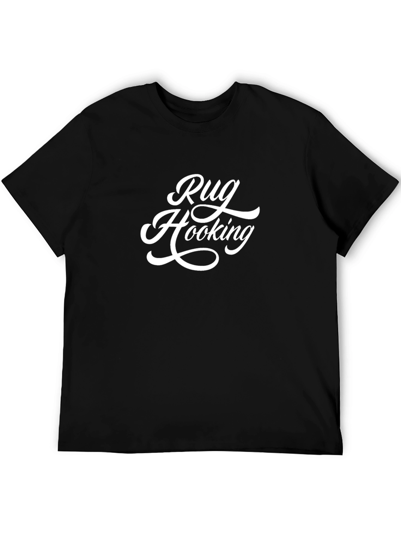 Rug Hooking Graphic Tee - Black Cotton T-Shirt