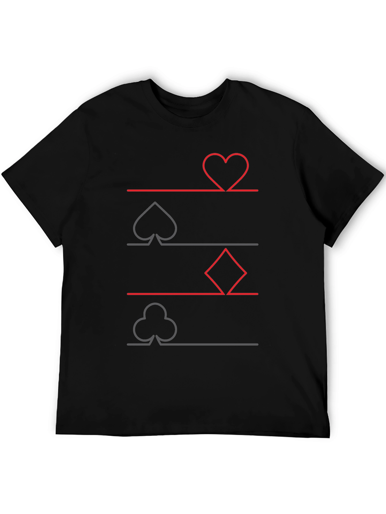 Suits Graphic Tee - Hearts Spades Clubs Diamonds