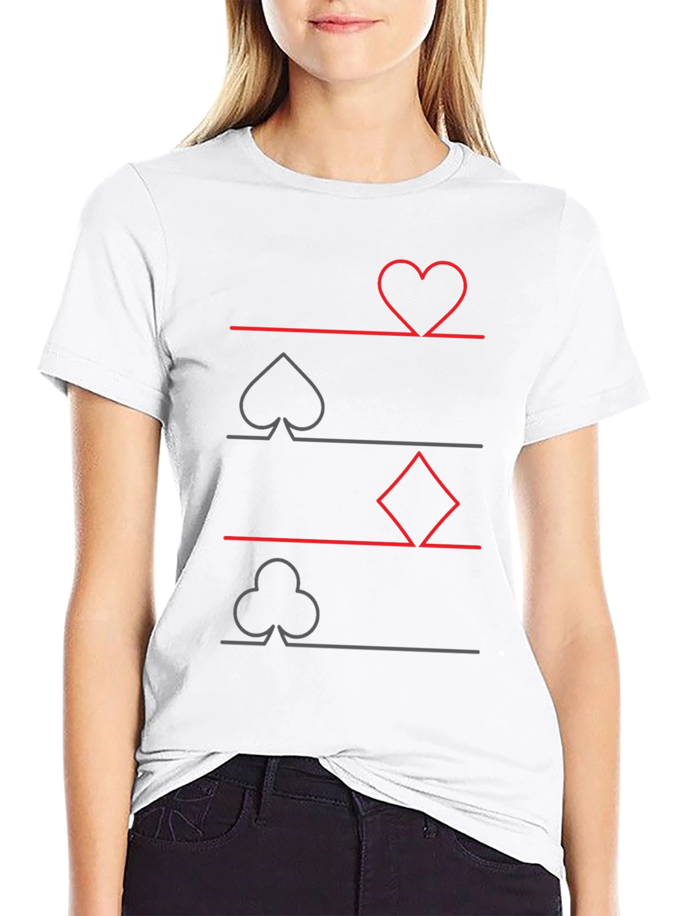 Suits Graphic Tee - Hearts Spades Clubs Diamonds