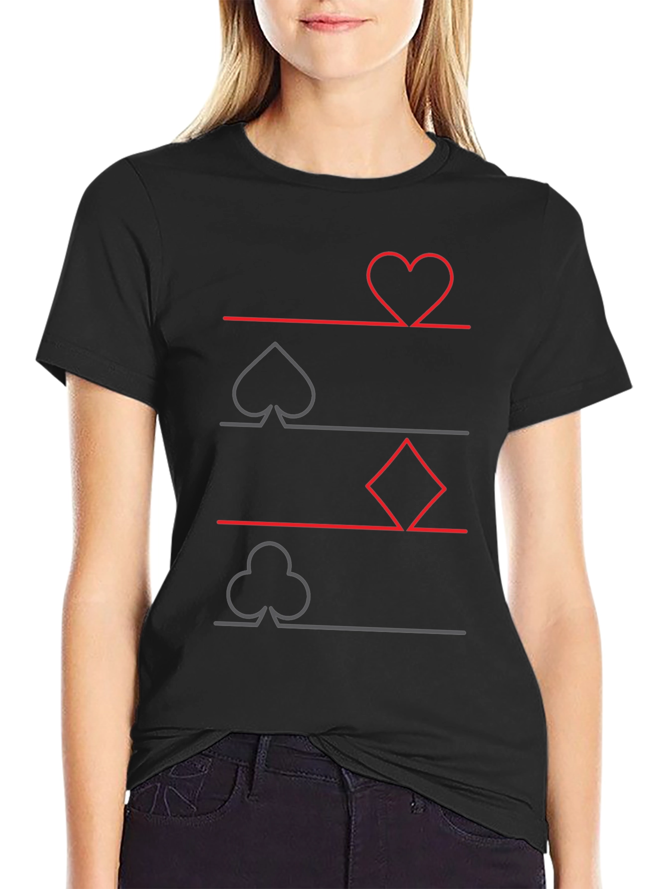 Suits Graphic Tee - Hearts Spades Clubs Diamonds