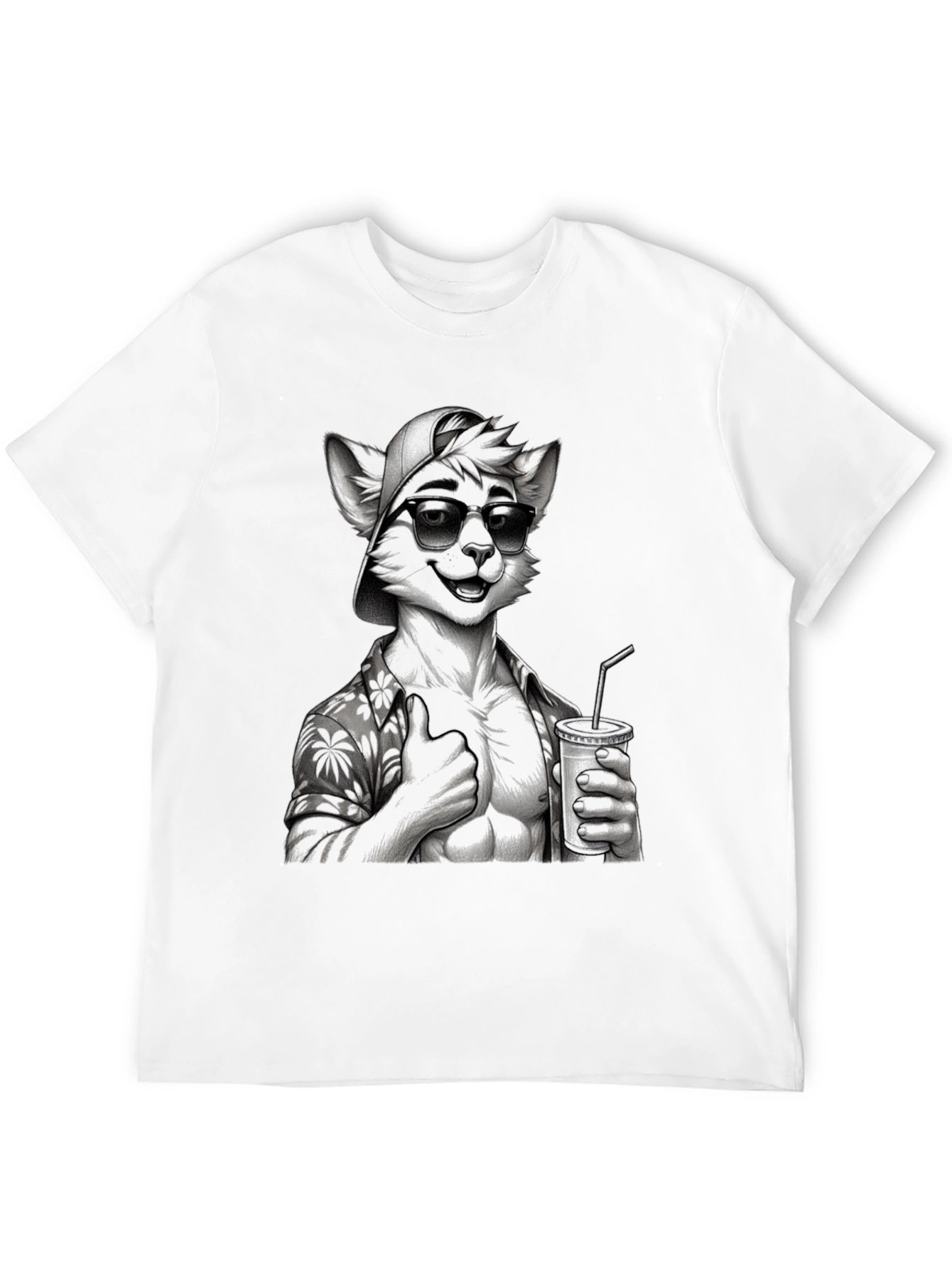 Cool Furry Hawaiian Shirt Graphic Tee