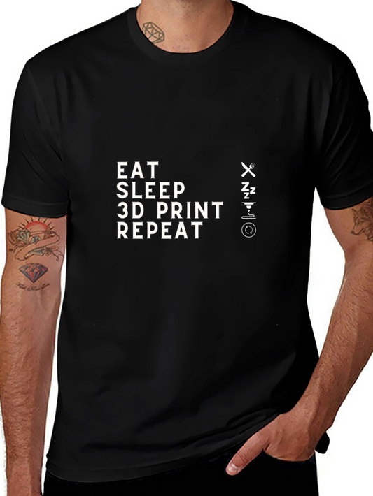 Eat Sleep 3D Print Repeat Black T-Shirt