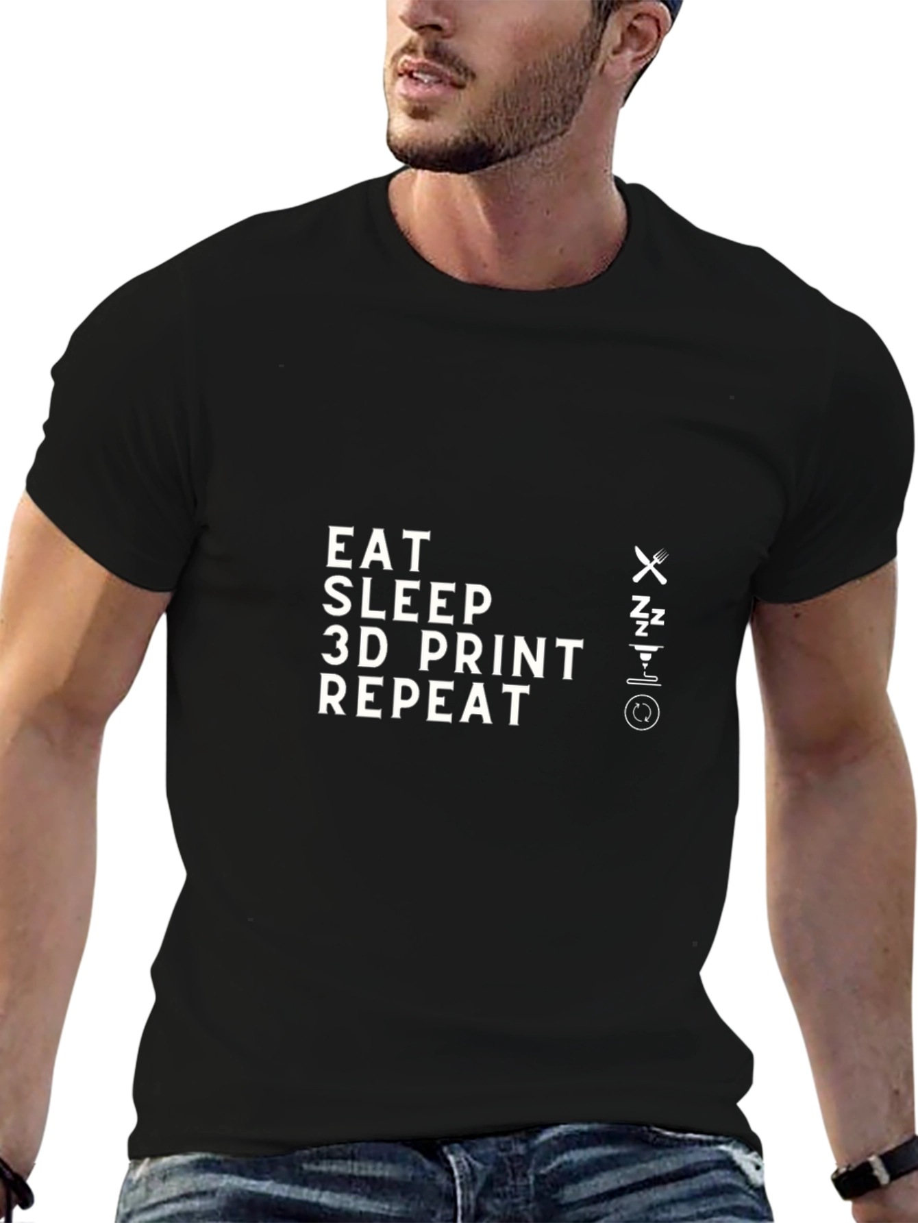Eat Sleep 3D Print Repeat Black T-Shirt