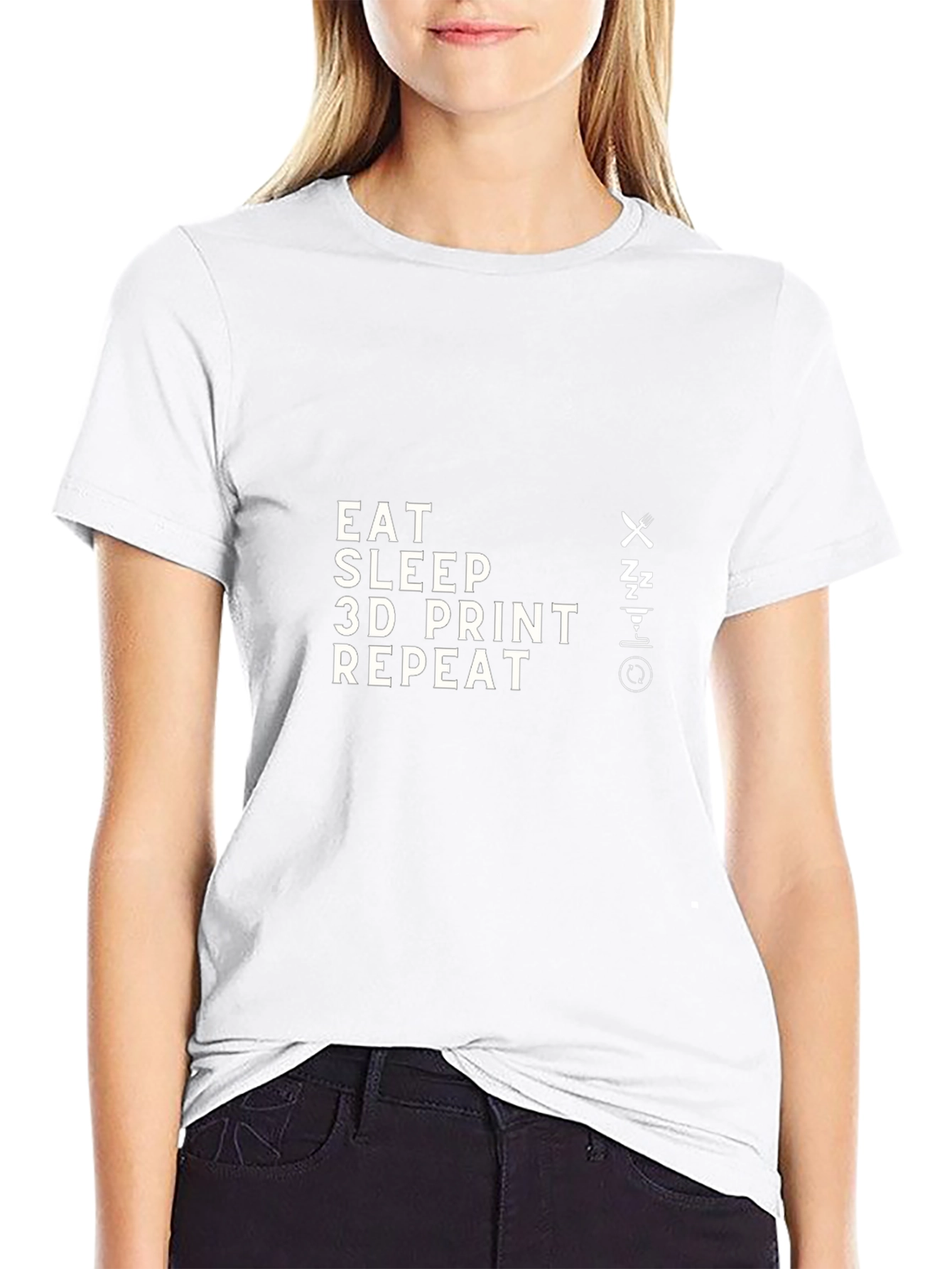 Eat Sleep 3D Print Repeat Black T-Shirt