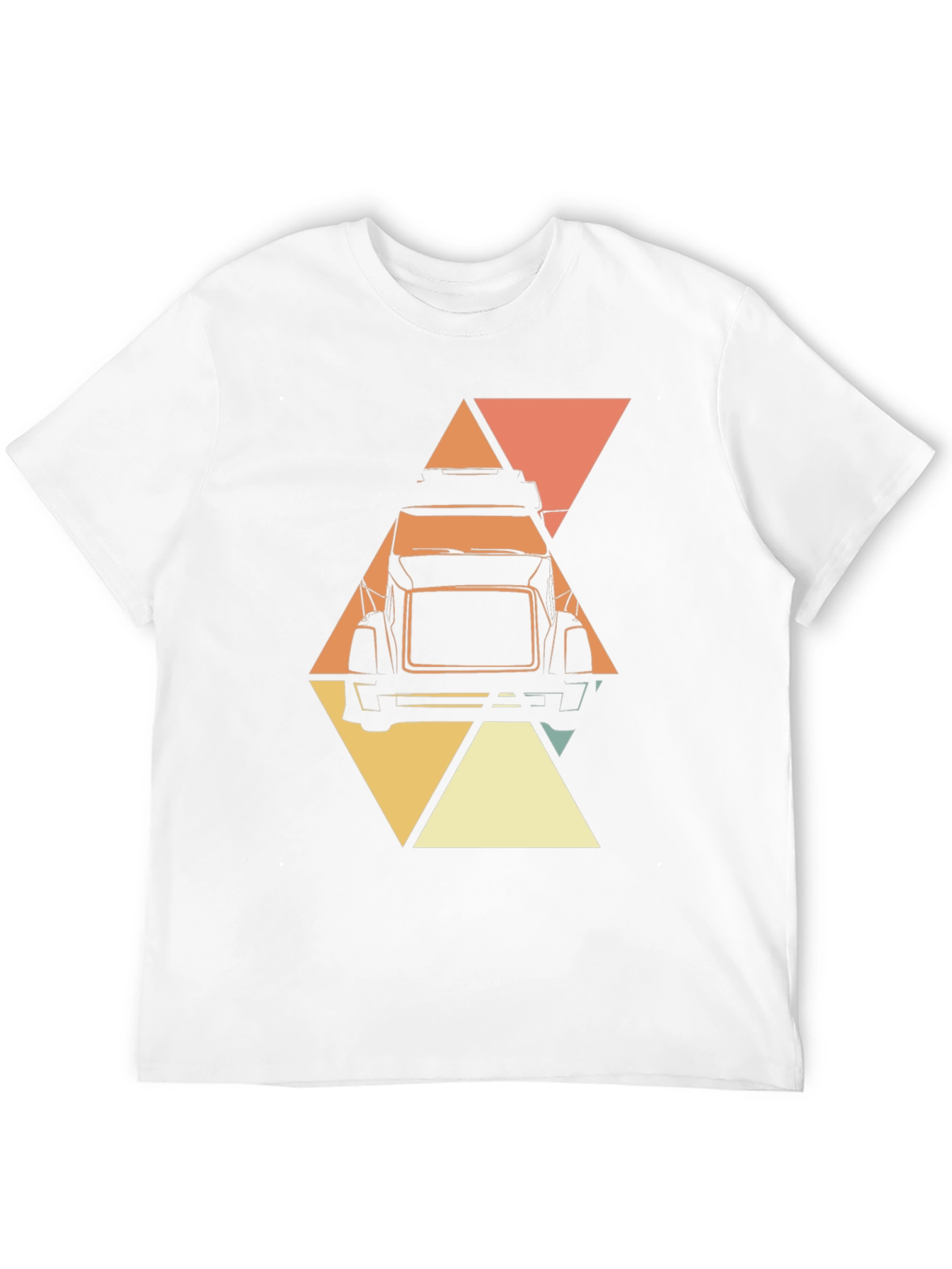 Retro Trucker T-Shirt - Geometric Design