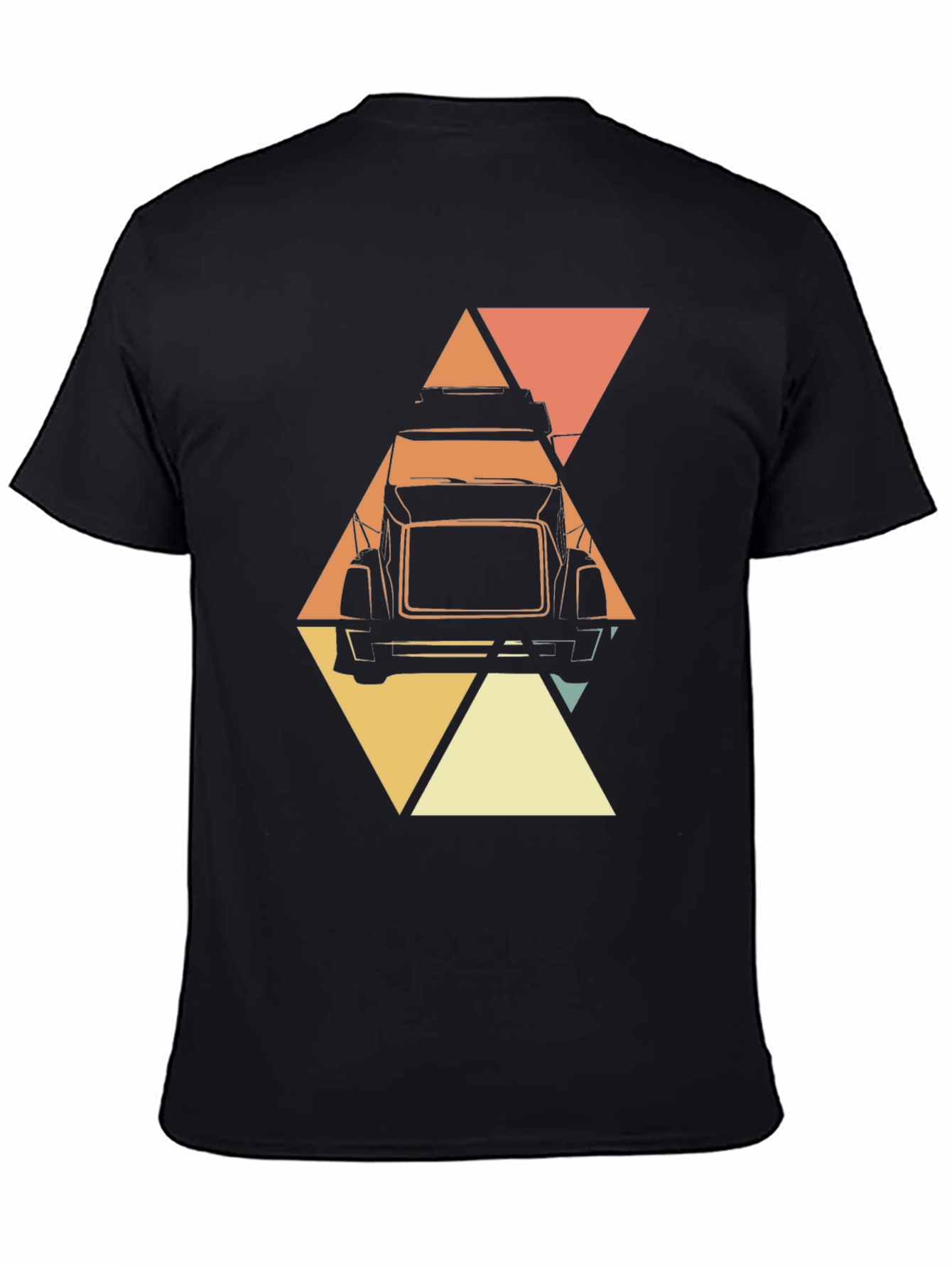 Retro Trucker T-Shirt - Geometric Design