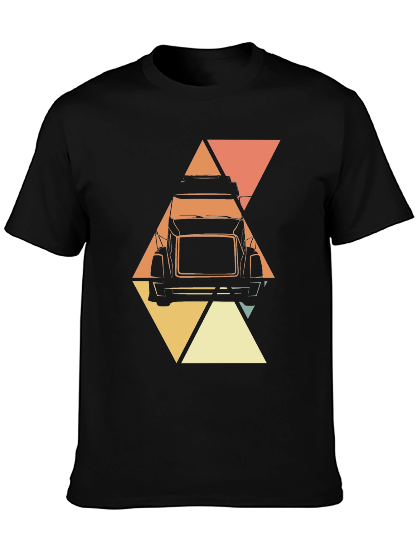 Retro Trucker T-Shirt - Geometric Design