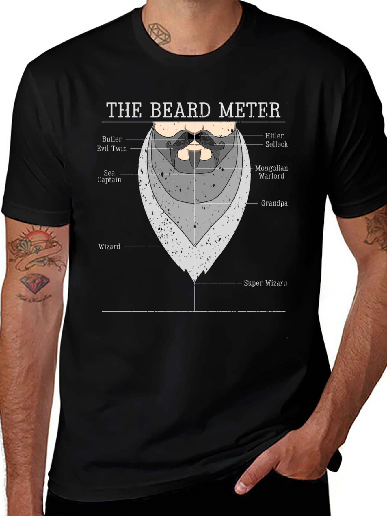Beard Meter Graphic T-Shirt - Funny Beard Lover Tee