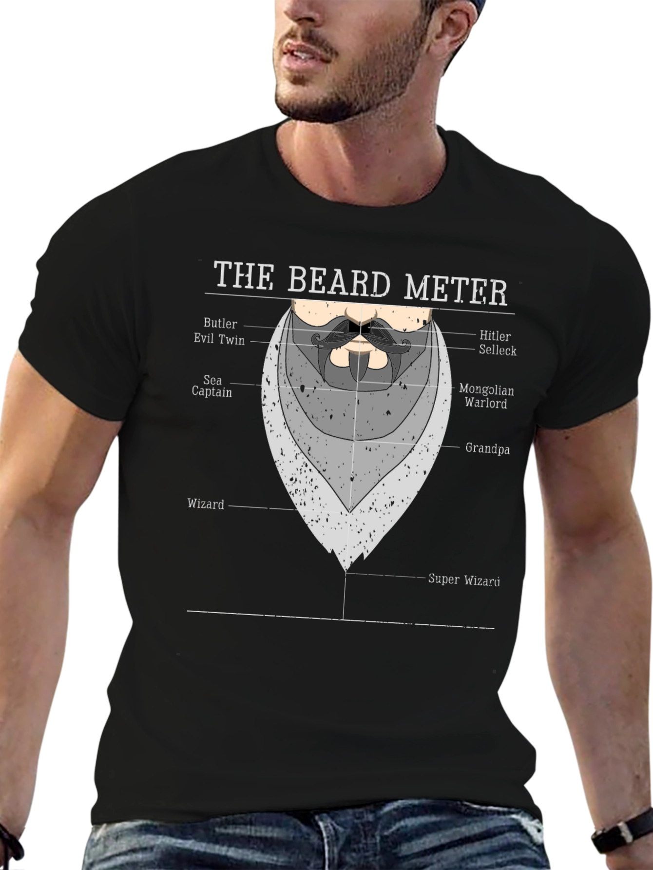 Beard Meter Graphic T-Shirt - Funny Beard Lover Tee