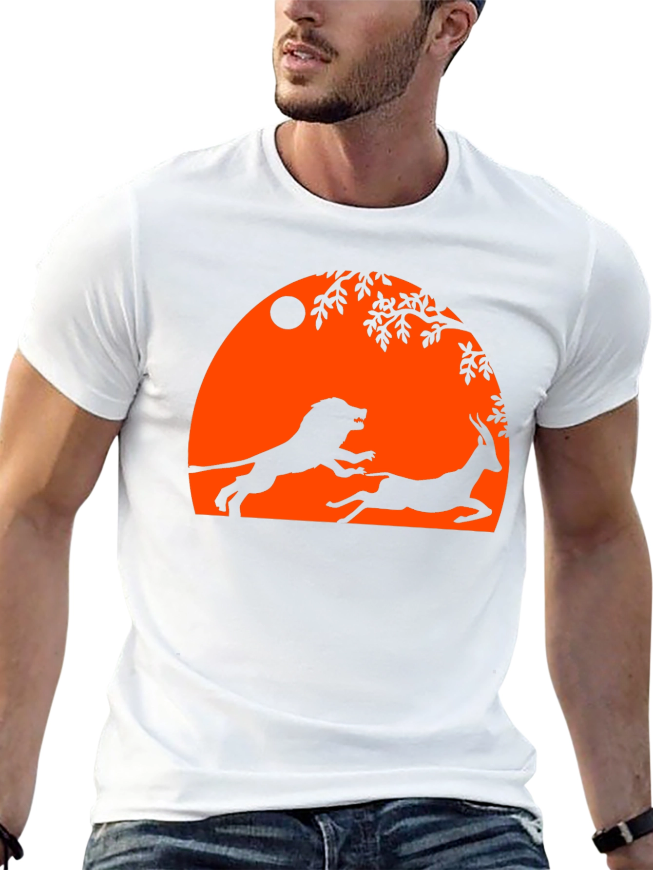 Lion and Antelope Graphic Tee - Black