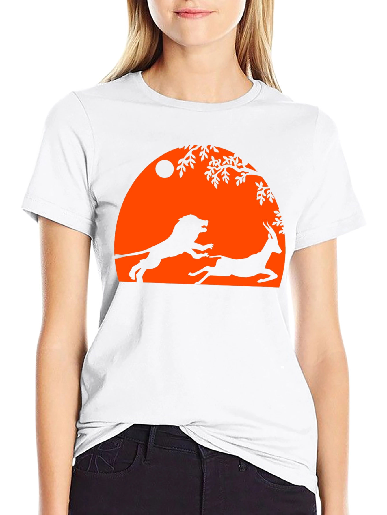 Lion and Antelope Graphic Tee - Black