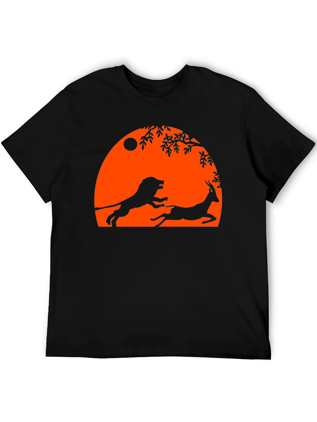 Lion and Antelope Graphic Tee - Black