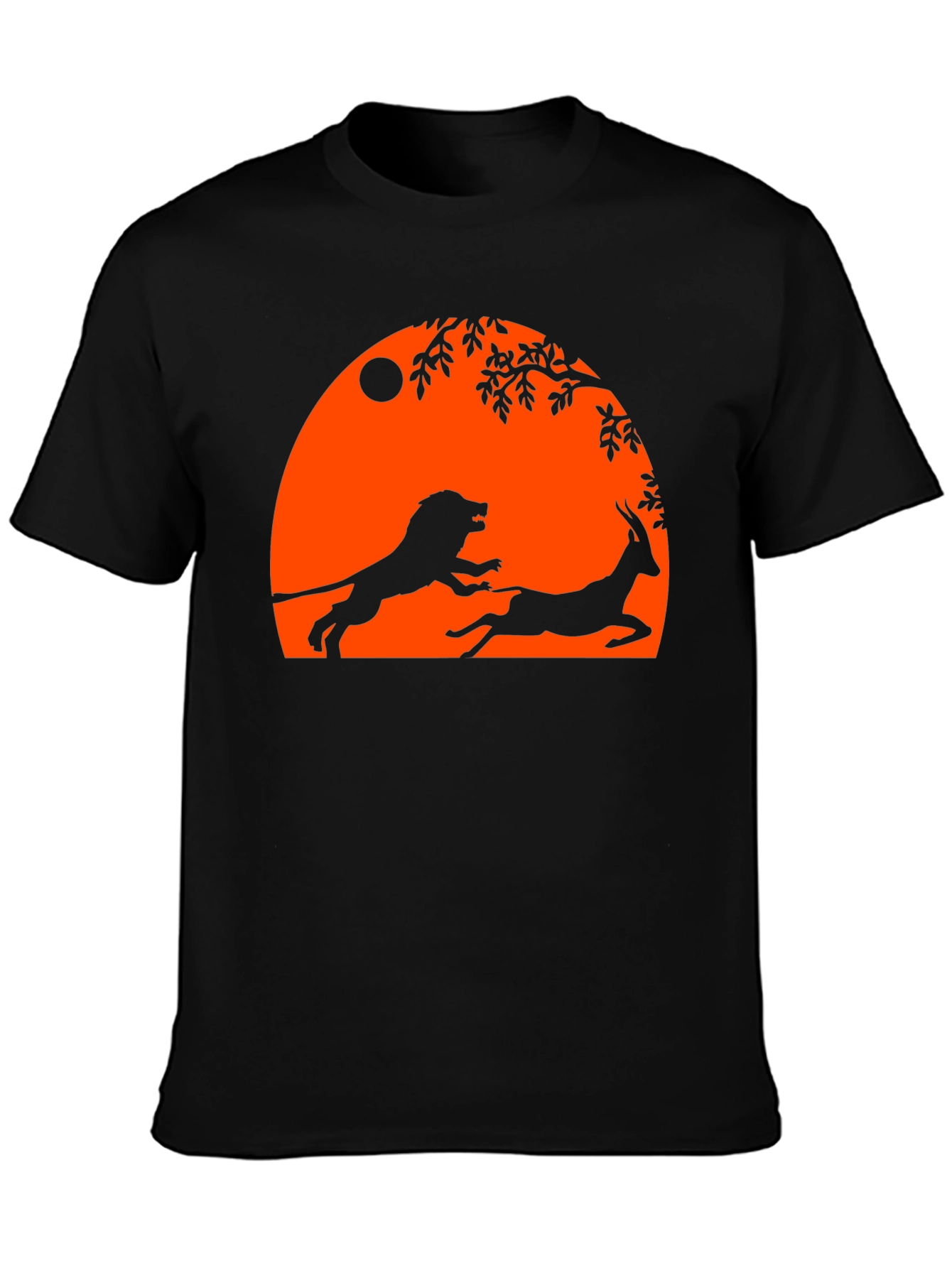 Lion and Antelope Graphic Tee - Black