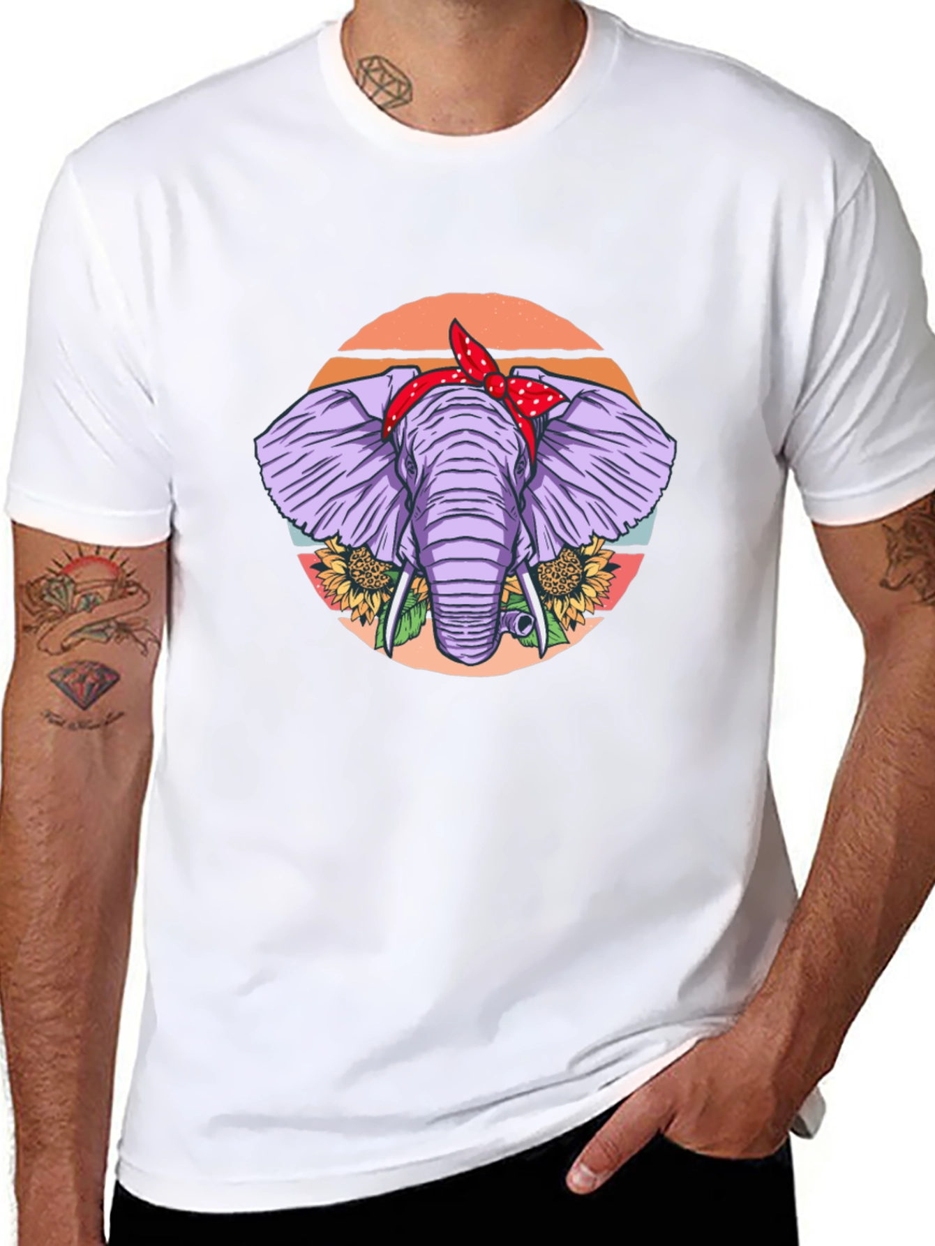 Elephant Bandana T-Shirt - Cute Animal Graphic Tee
