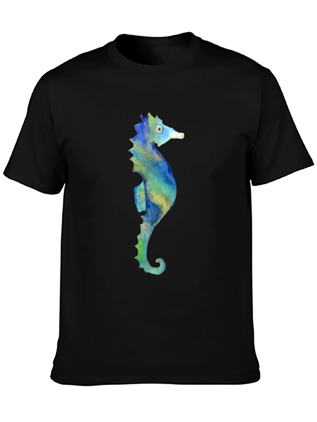 Seahorse Graphic Tee - Black Cotton T-Shirt
