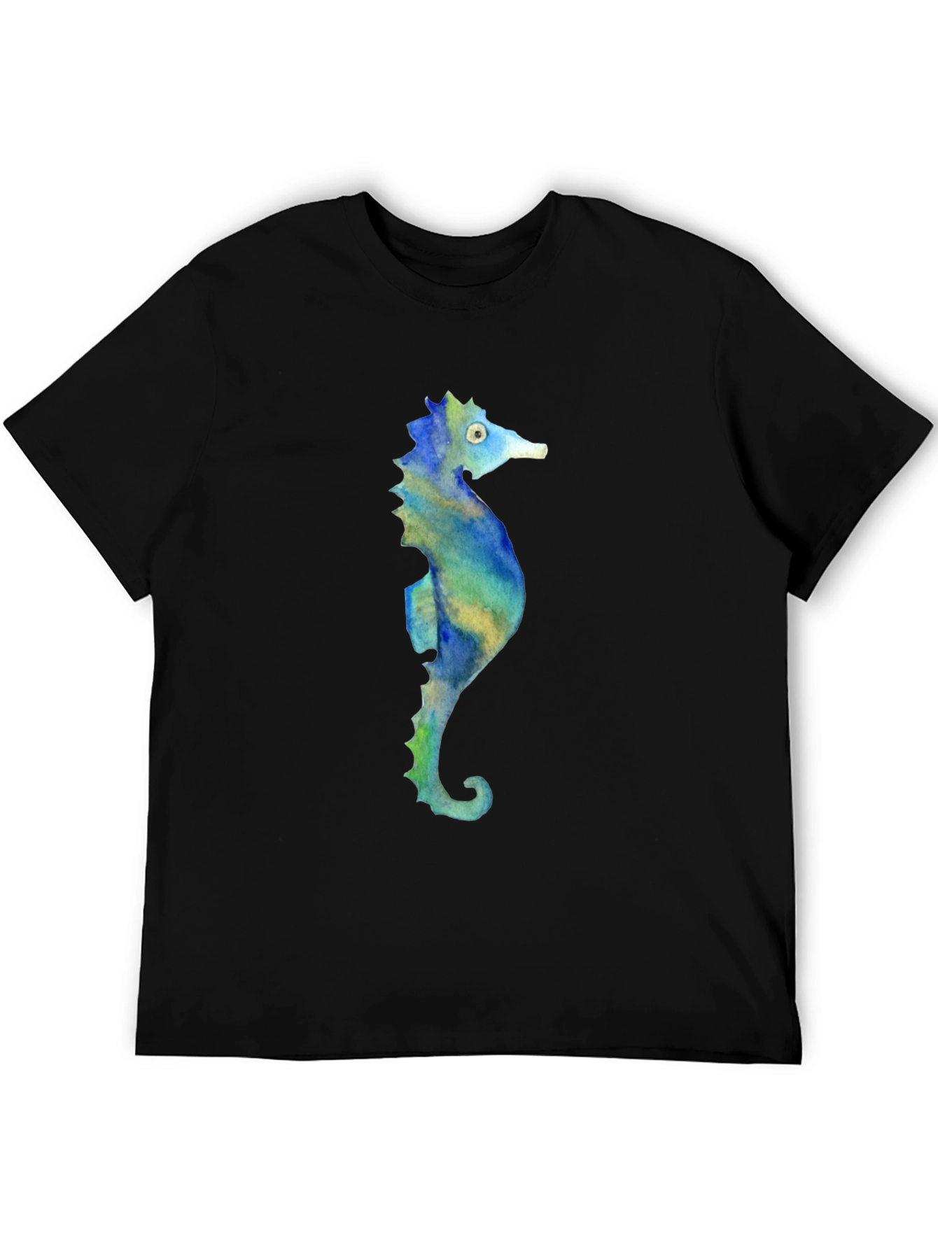 Seahorse Graphic Tee - Black Cotton T-Shirt