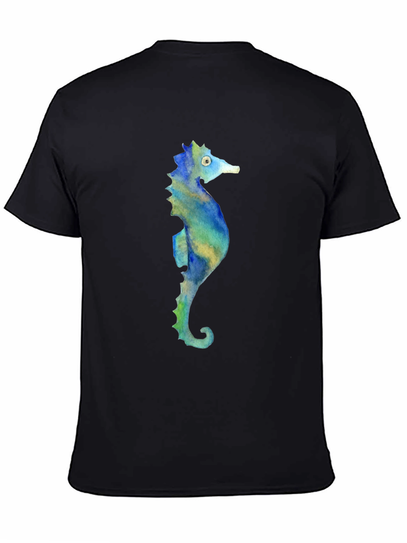 Seahorse Graphic Tee - Black Cotton T-Shirt