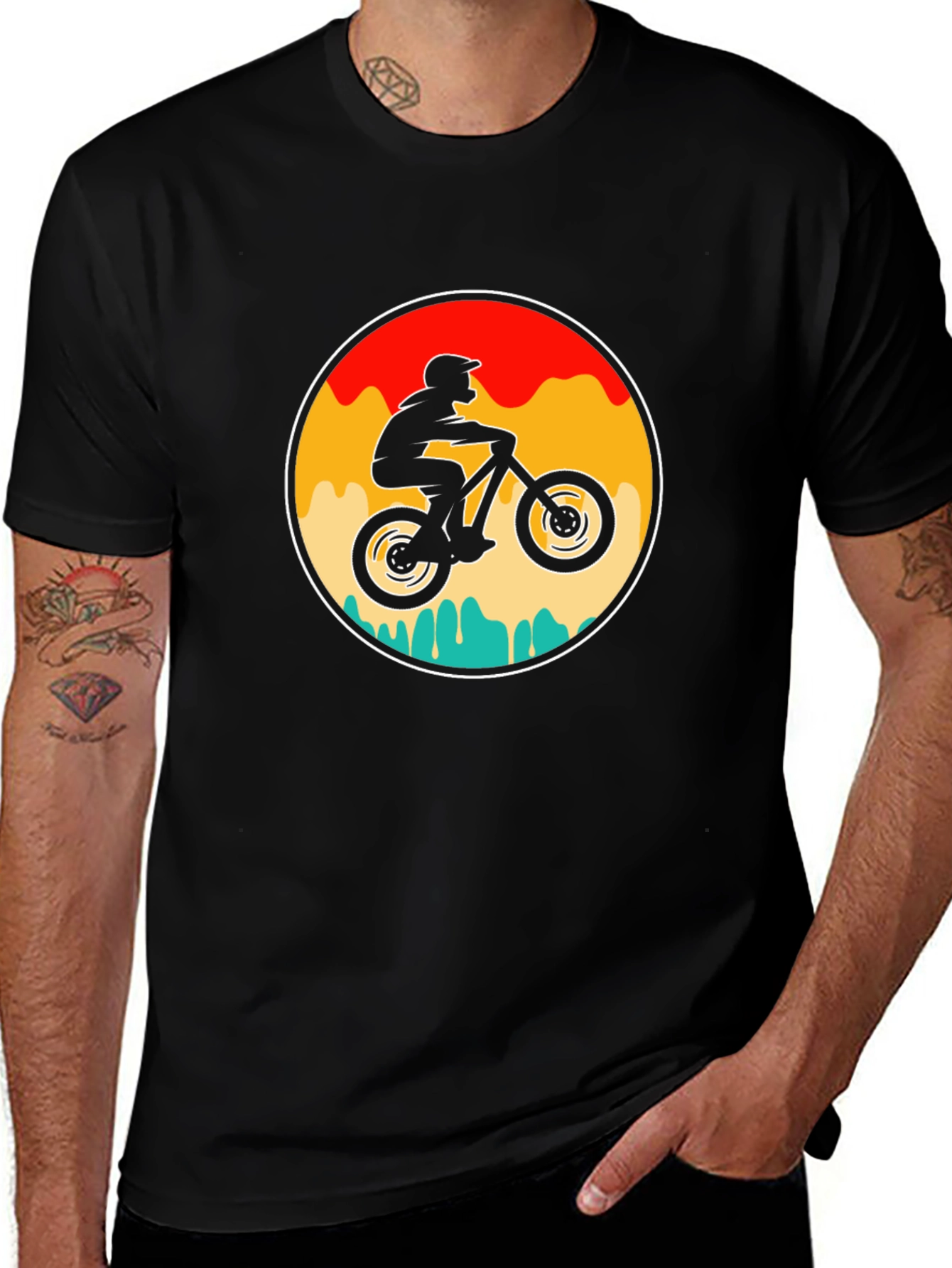 Mountain Biker Graphic Tee - Retro Style