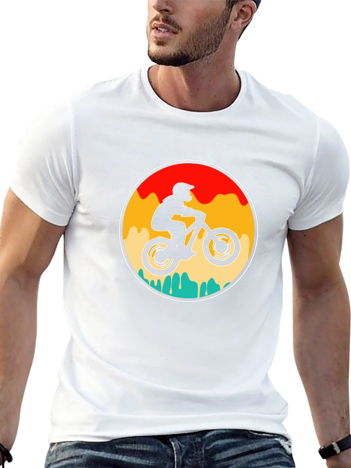 Mountain Biker Graphic Tee - Retro Style