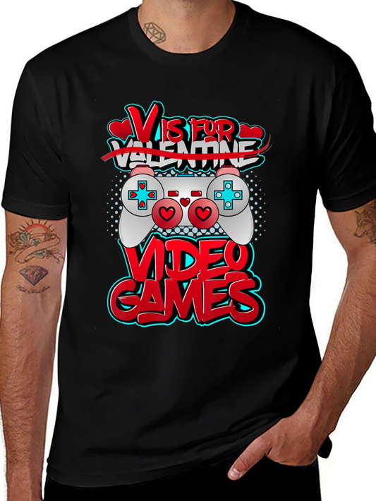 V is for Video Games Black T-Shirt