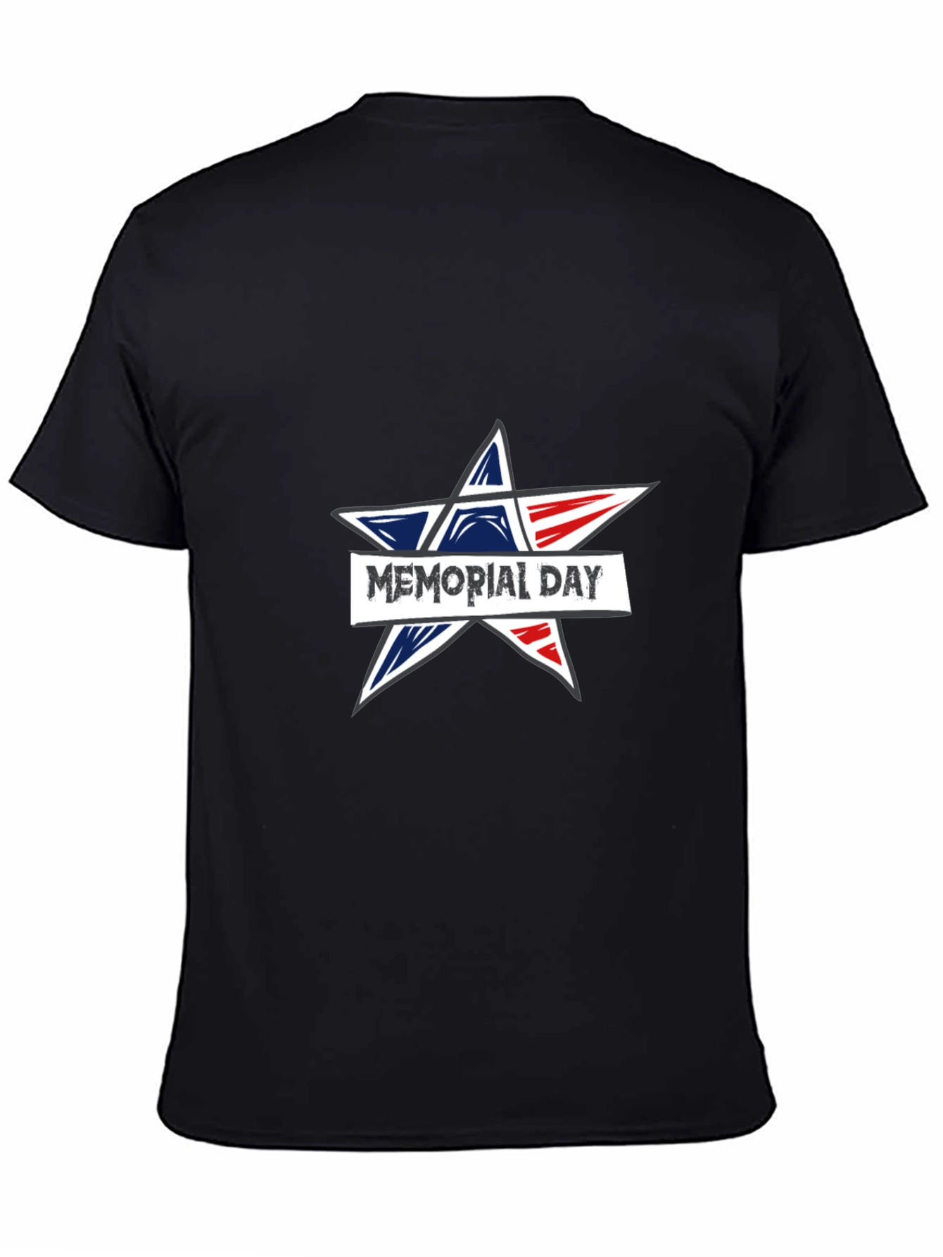 Memorial Day Star Graphic Black T-Shirt