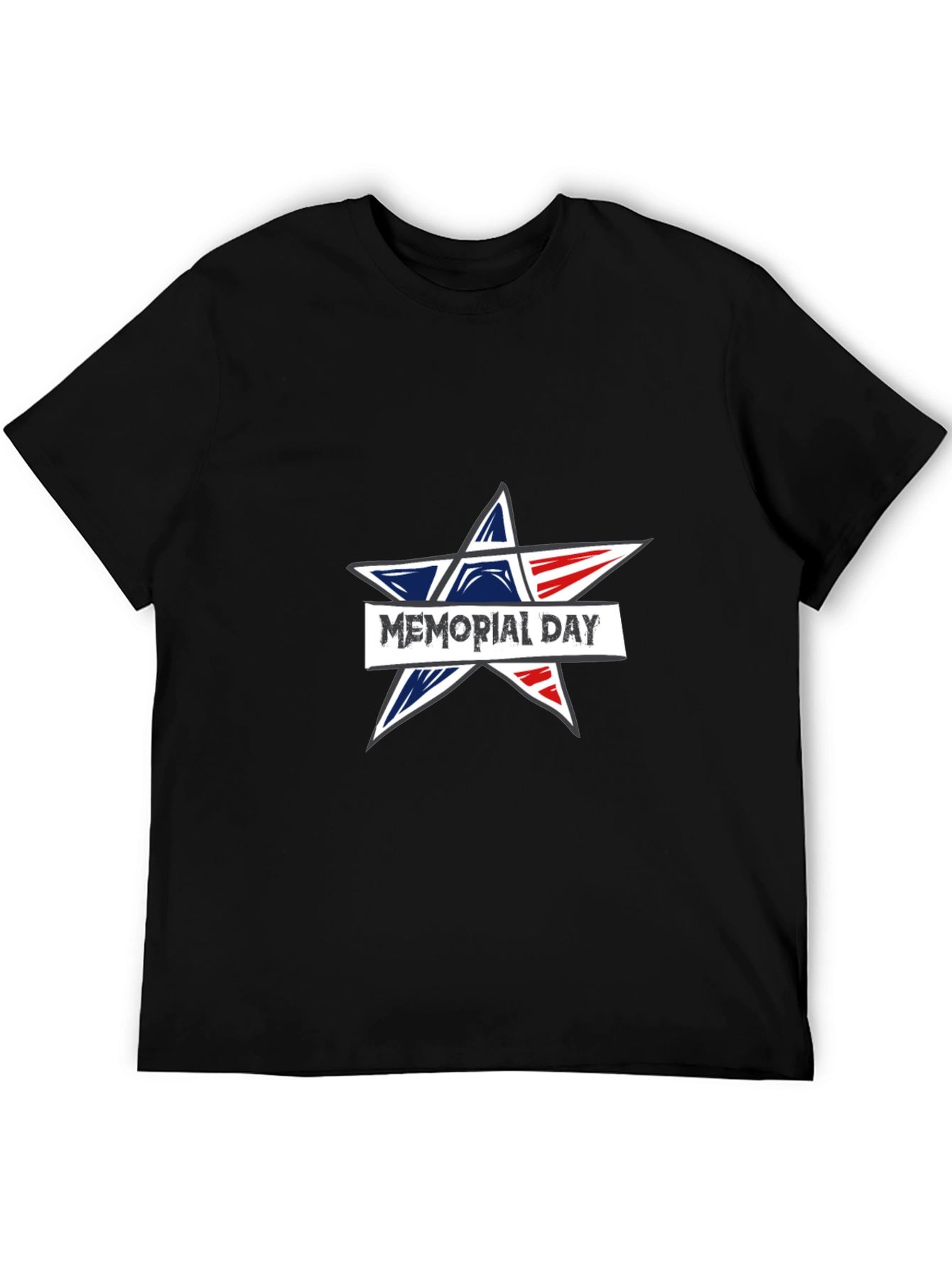 Memorial Day Star Graphic Black T-Shirt