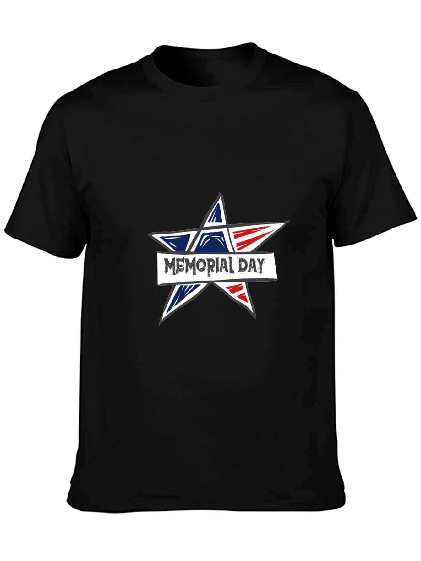 Memorial Day Star Graphic Black T-Shirt