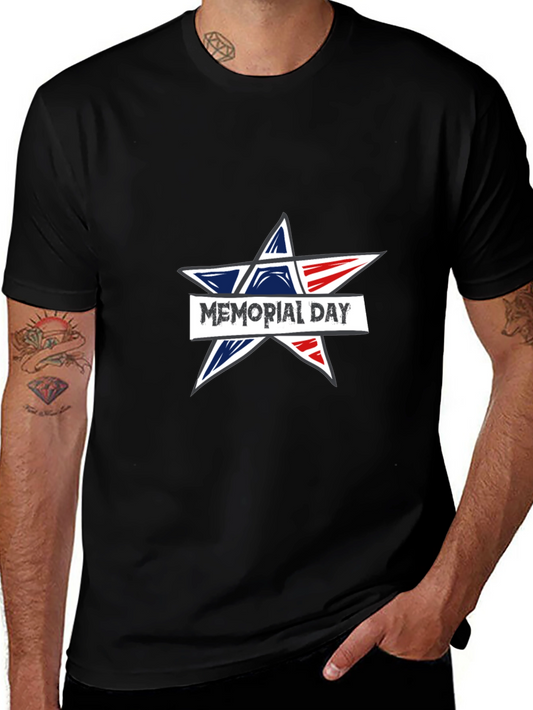 Memorial Day Star Graphic Black T-Shirt