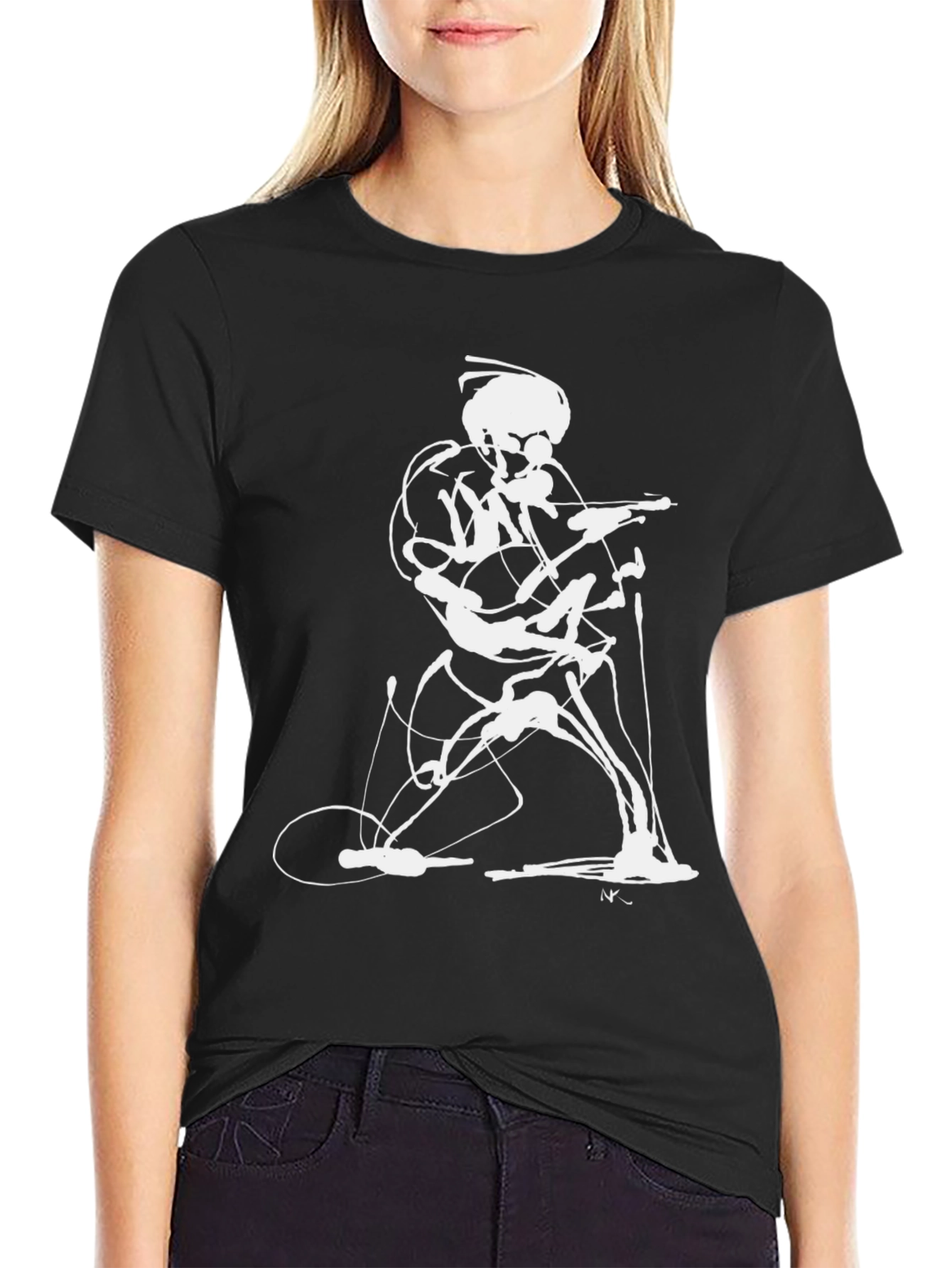 Abstract Guitarist Black T-Shirt