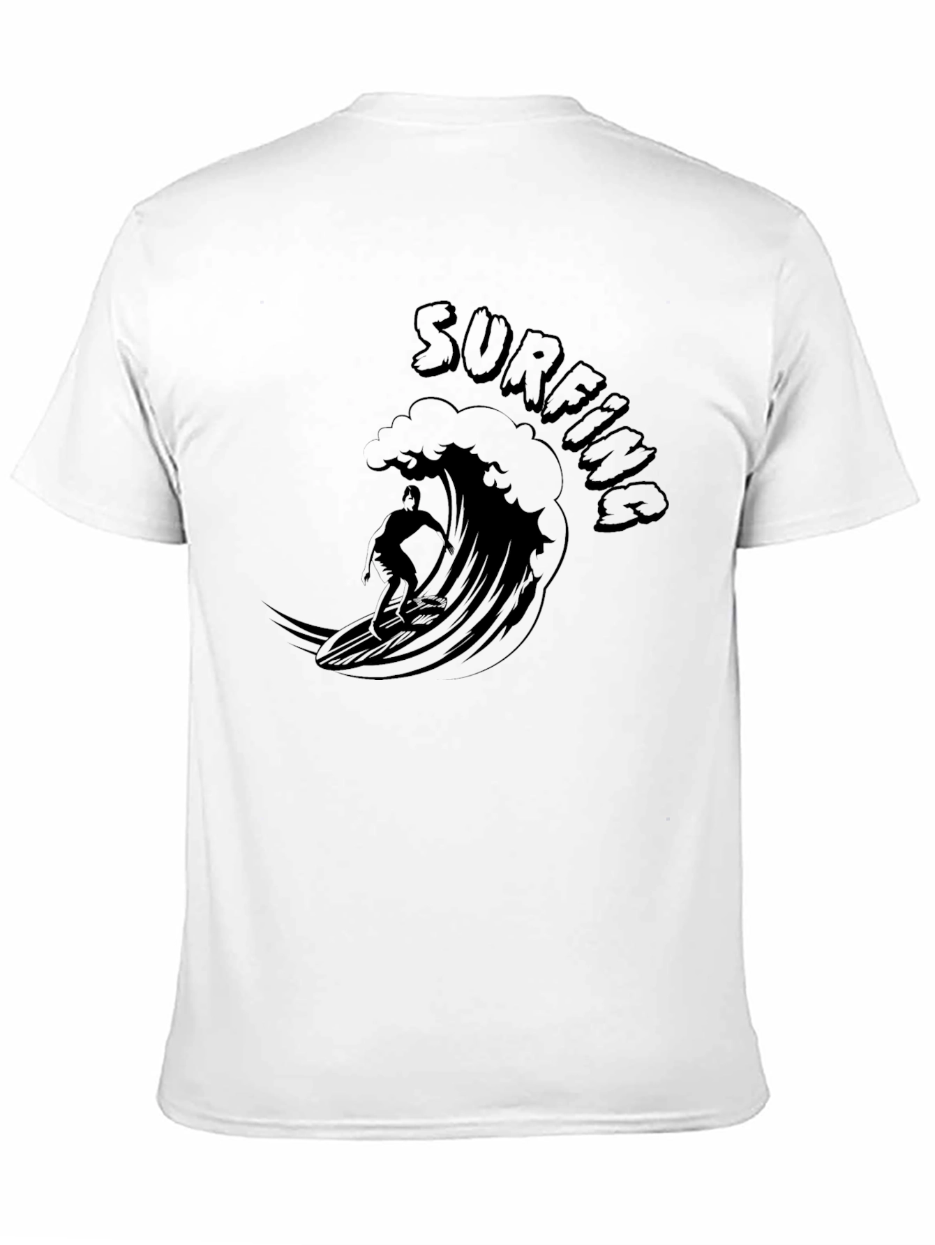 Surfing Wave Graphic Tee - Black