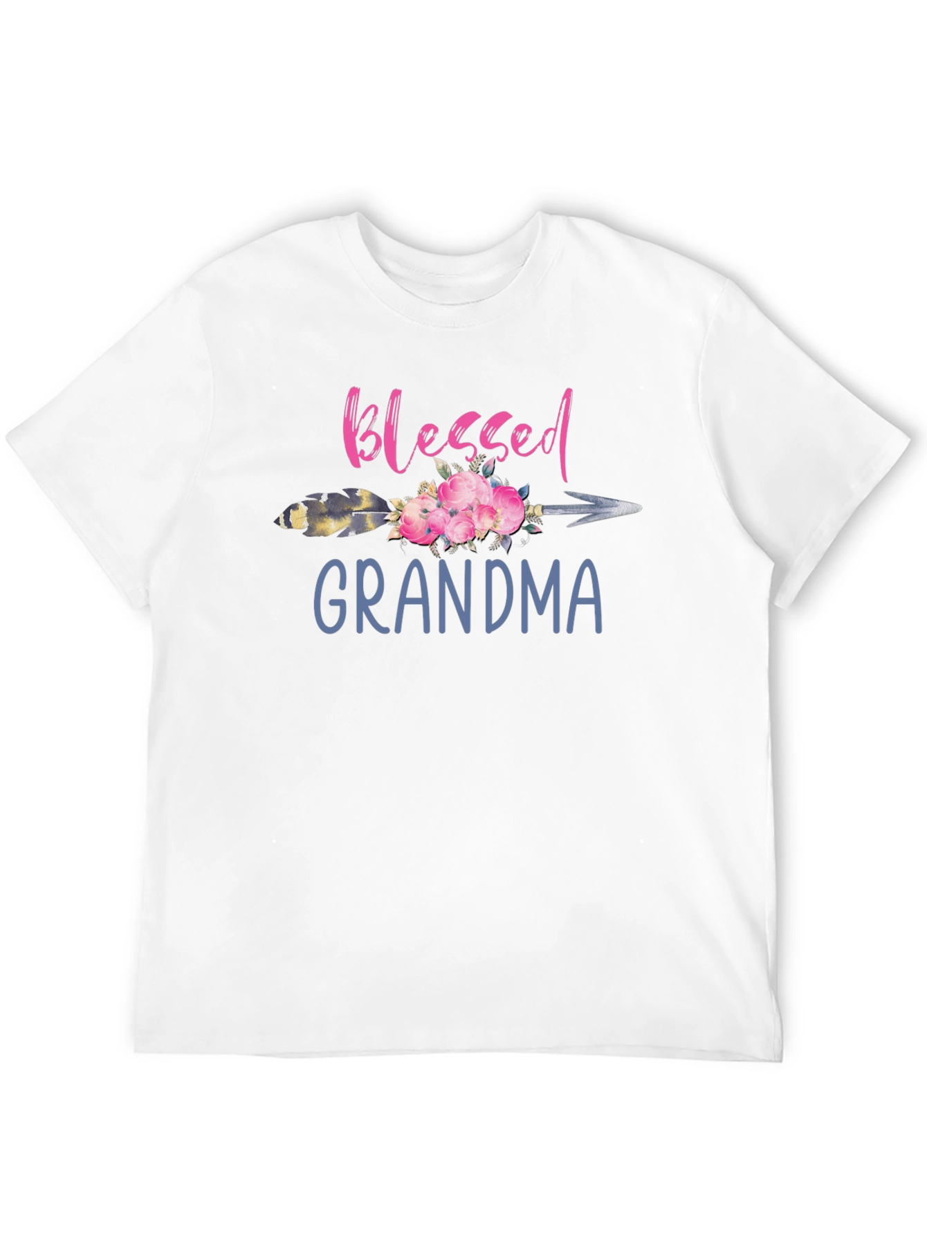 Blessed Grandma Floral Arrow Graphic T-Shirt