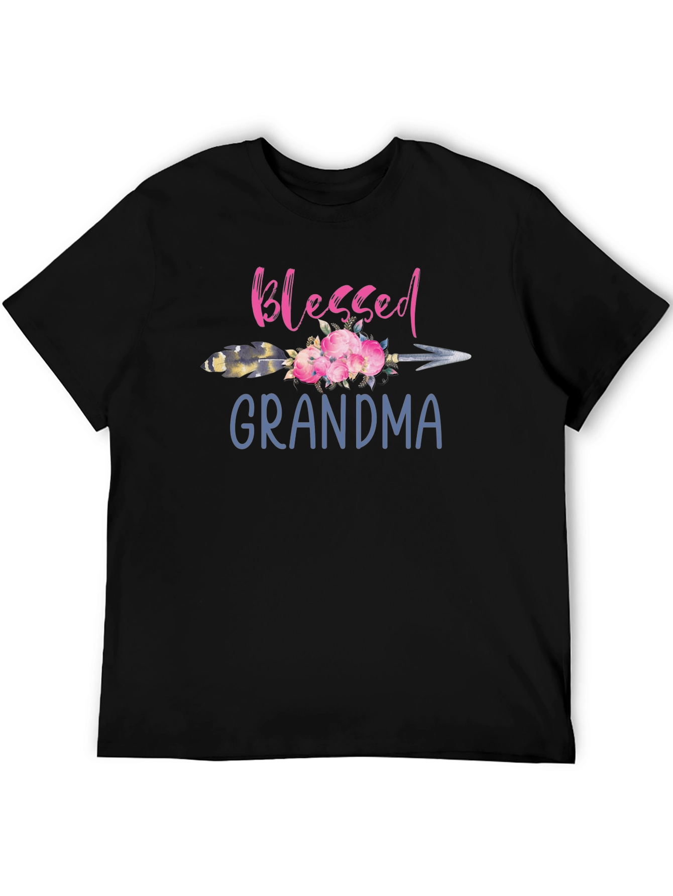 Blessed Grandma Floral Arrow Graphic T-Shirt