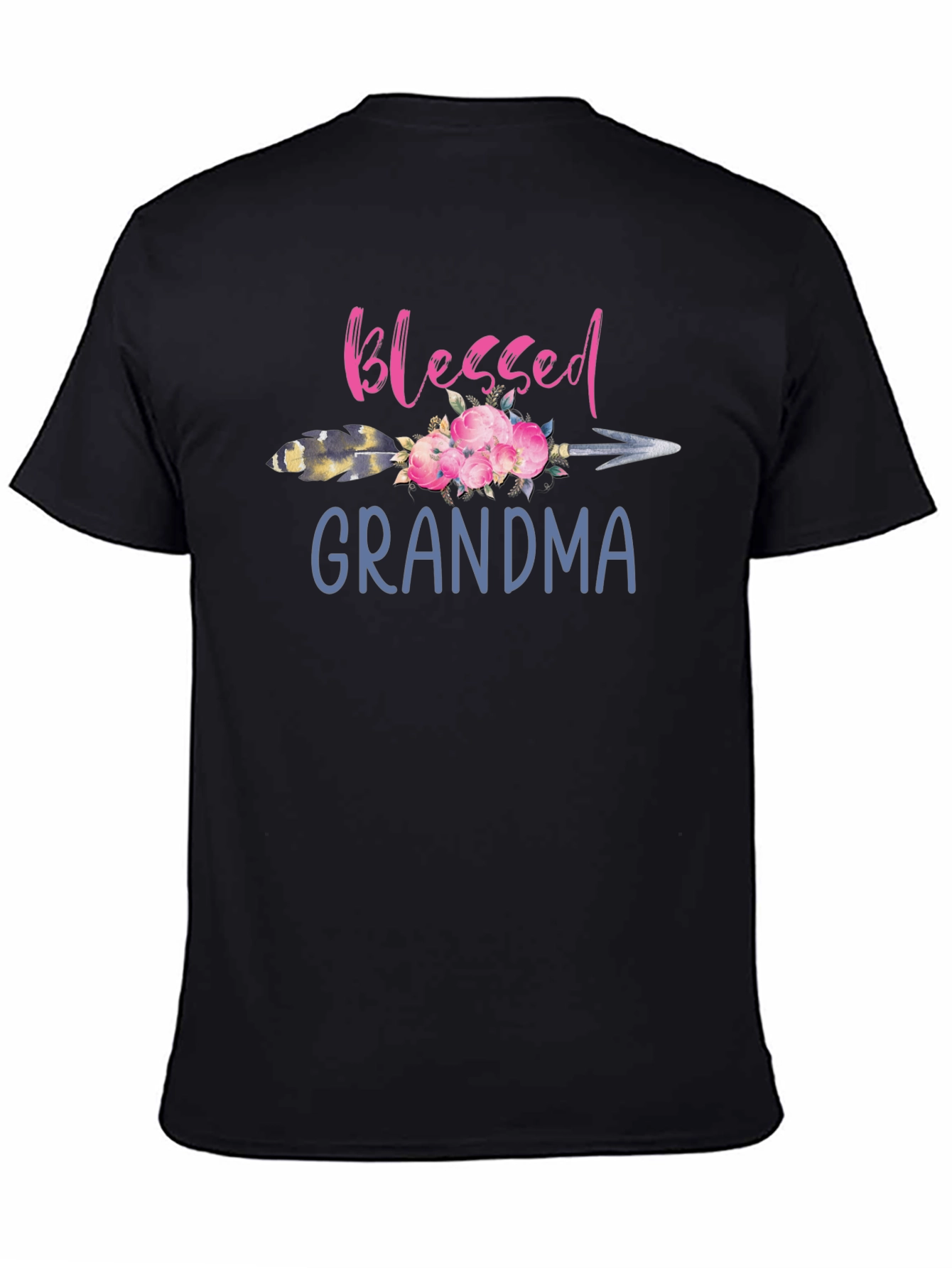 Blessed Grandma Floral Arrow Graphic T-Shirt