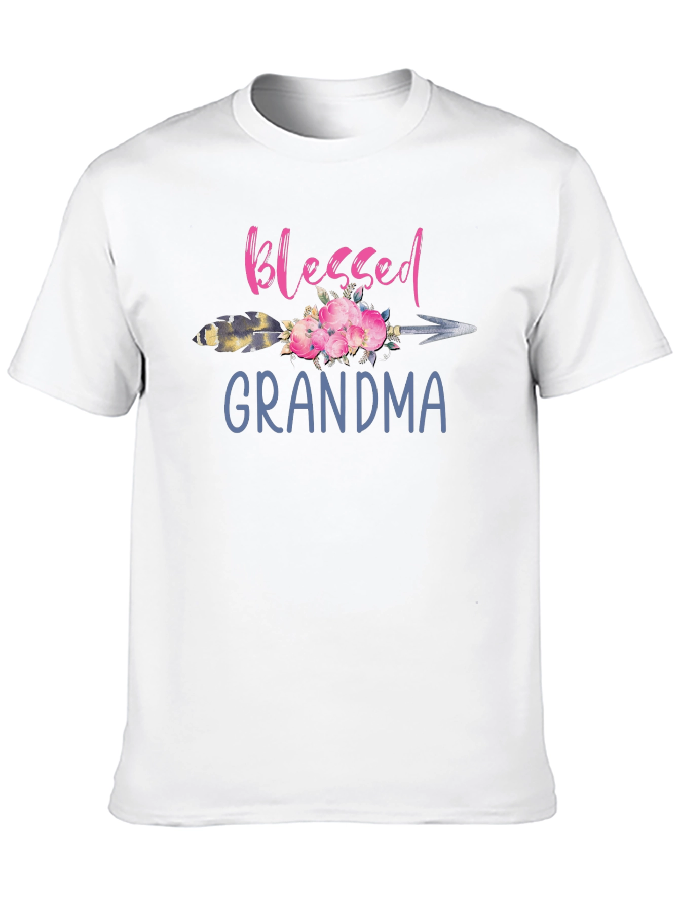 Blessed Grandma Floral Arrow Graphic T-Shirt
