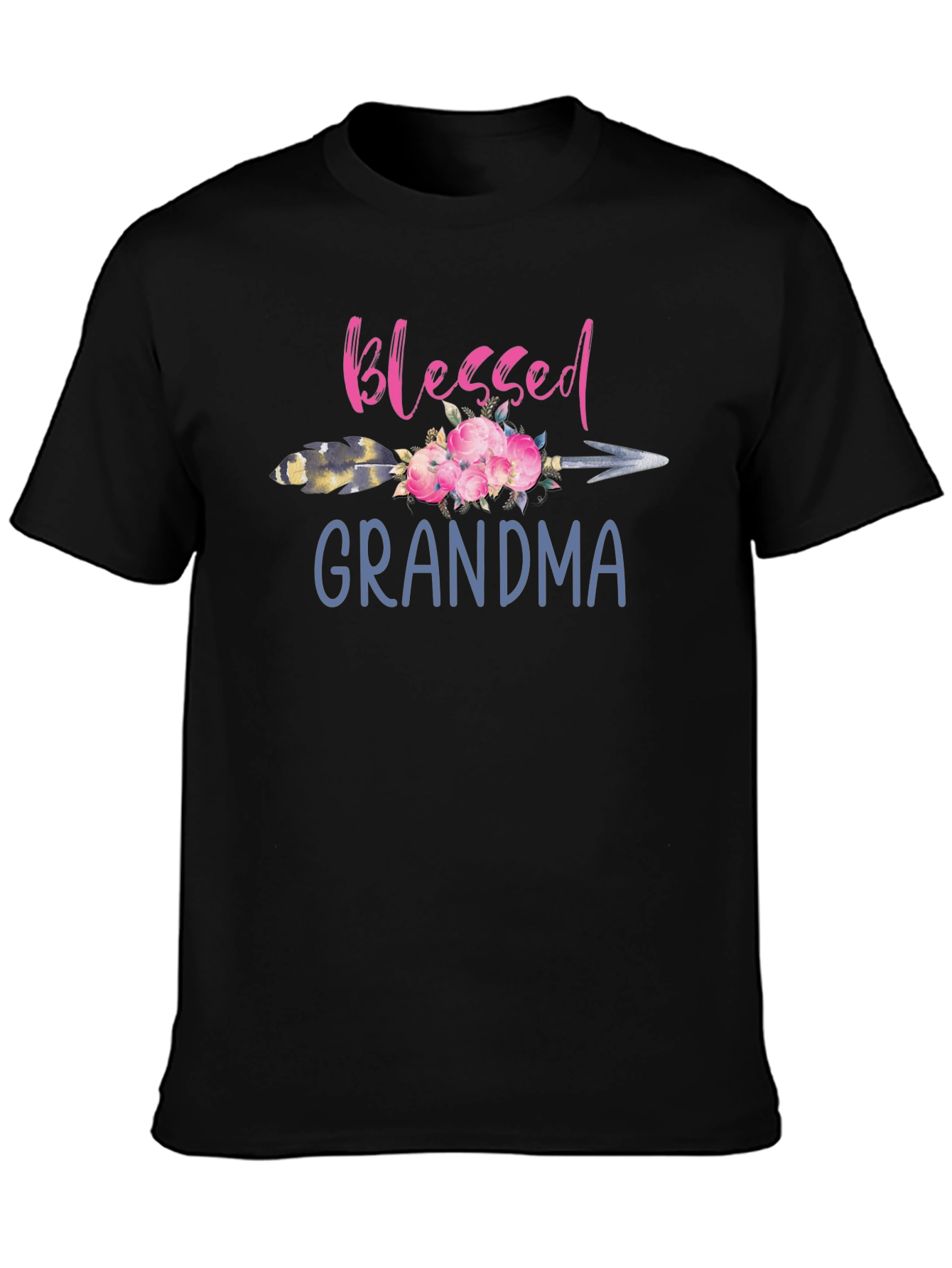Blessed Grandma Floral Arrow Graphic T-Shirt
