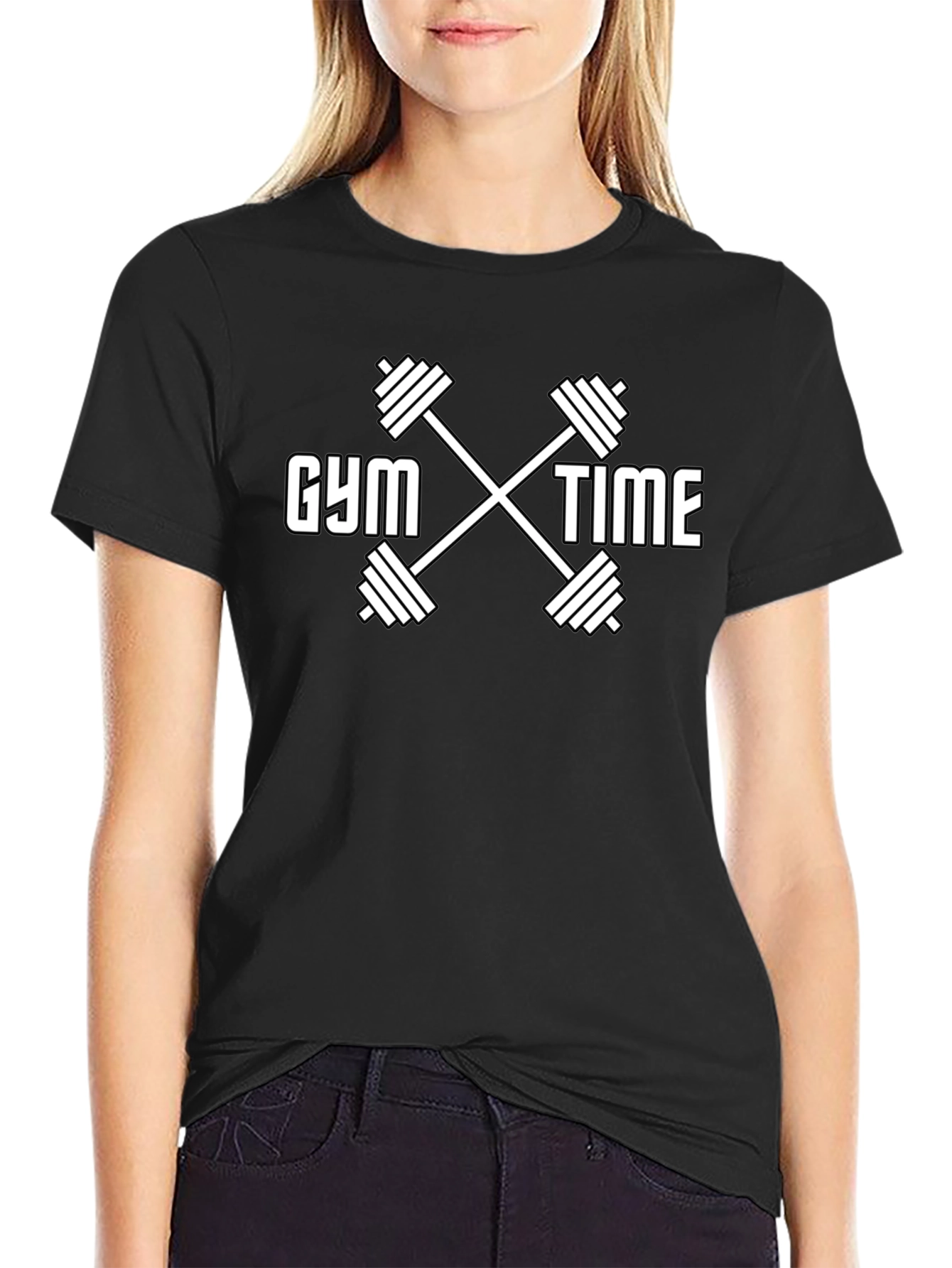 Gym Time Black Graphic Tee - Workout Motivation