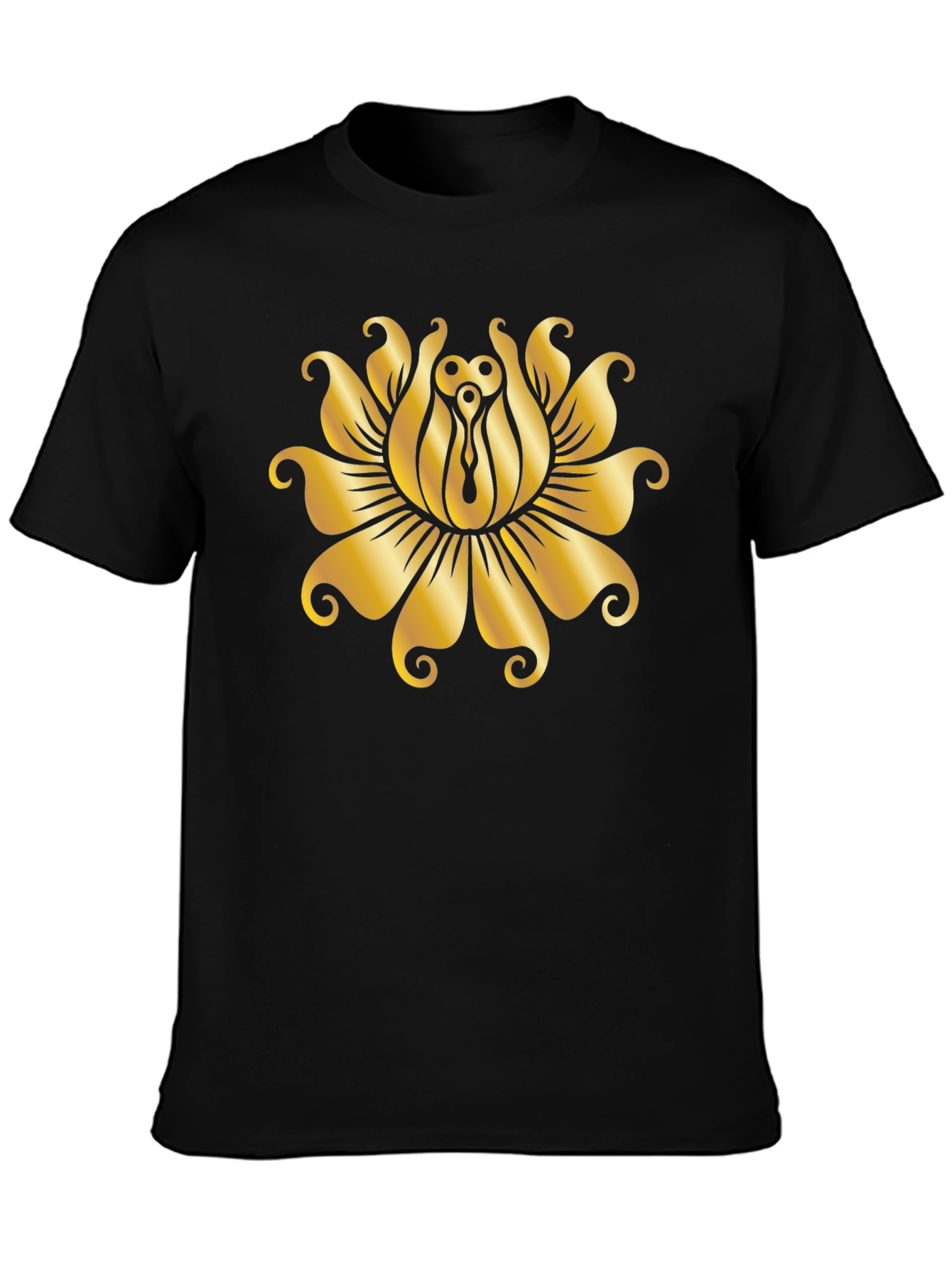 Golden Lotus Black T-Shirt - Unique Design