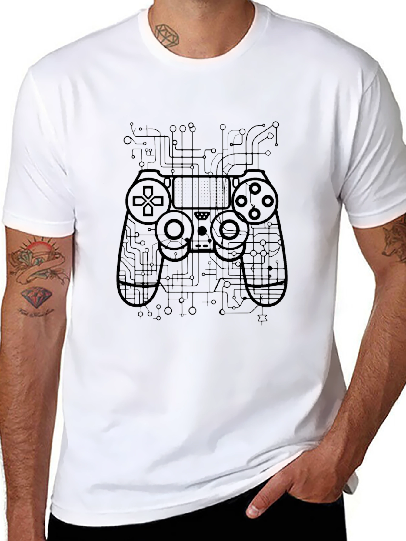 Gaming Controller Circuitry T-Shirt - Black