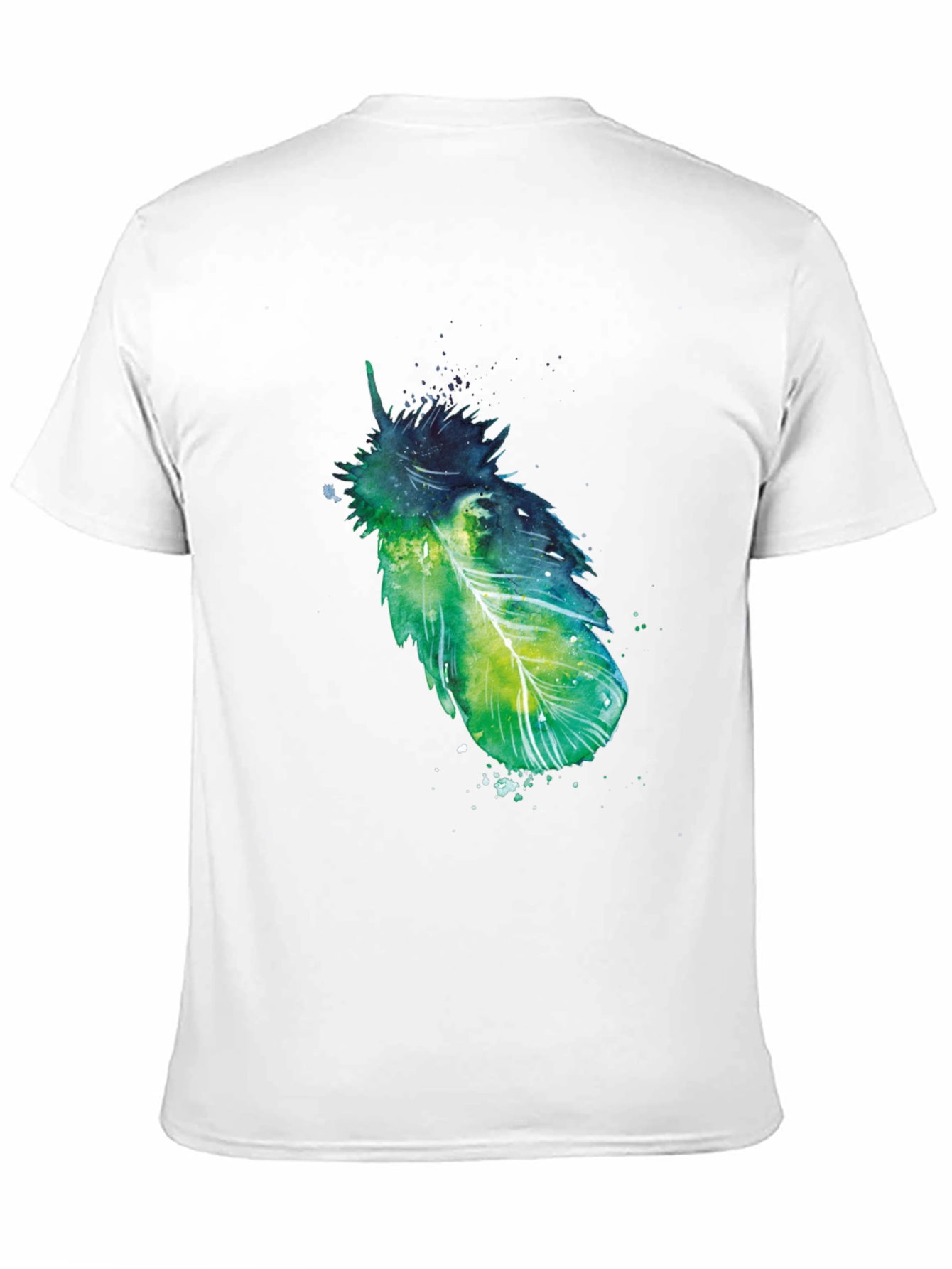 Artistic Feather Print Black T-Shirt