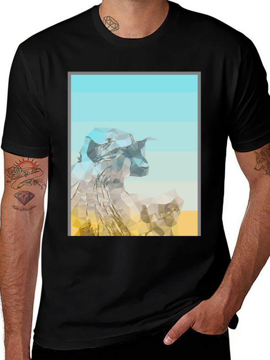 Abstract Mountain Graphic Tee - Modern Black T-Shirt